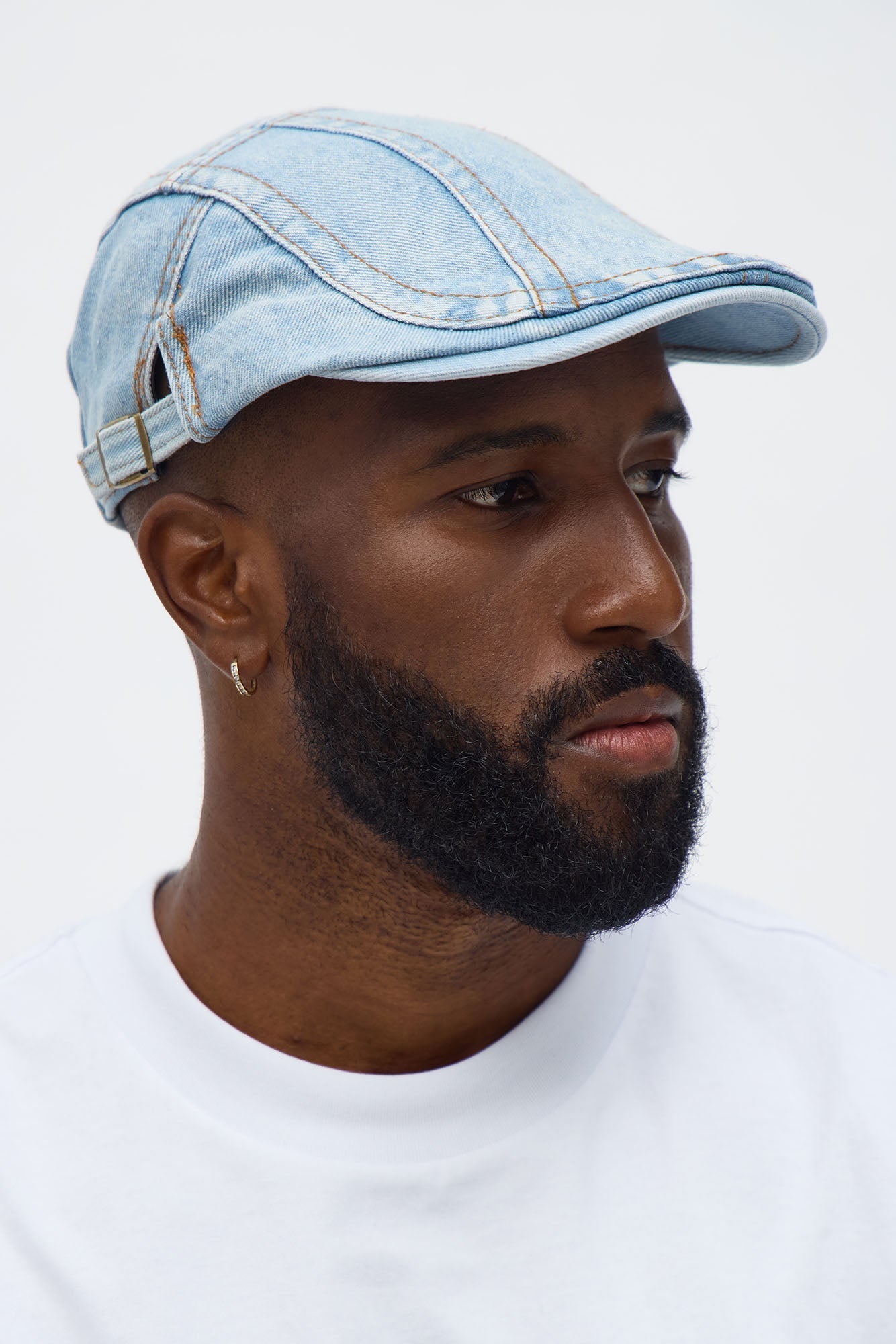 Adjustable Denim Flat Cap - Light Wash