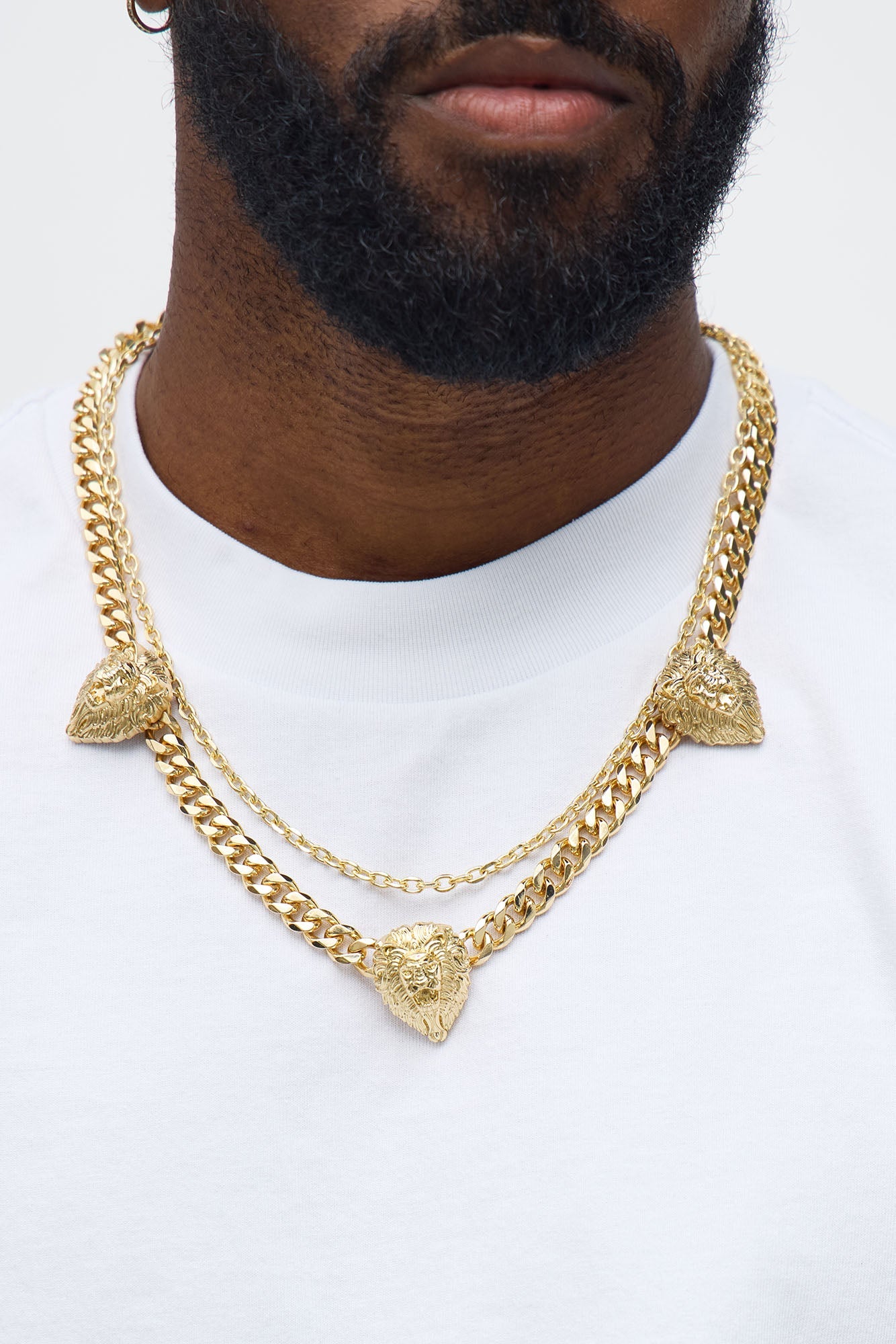 Lion Link Necklace Set - Gold