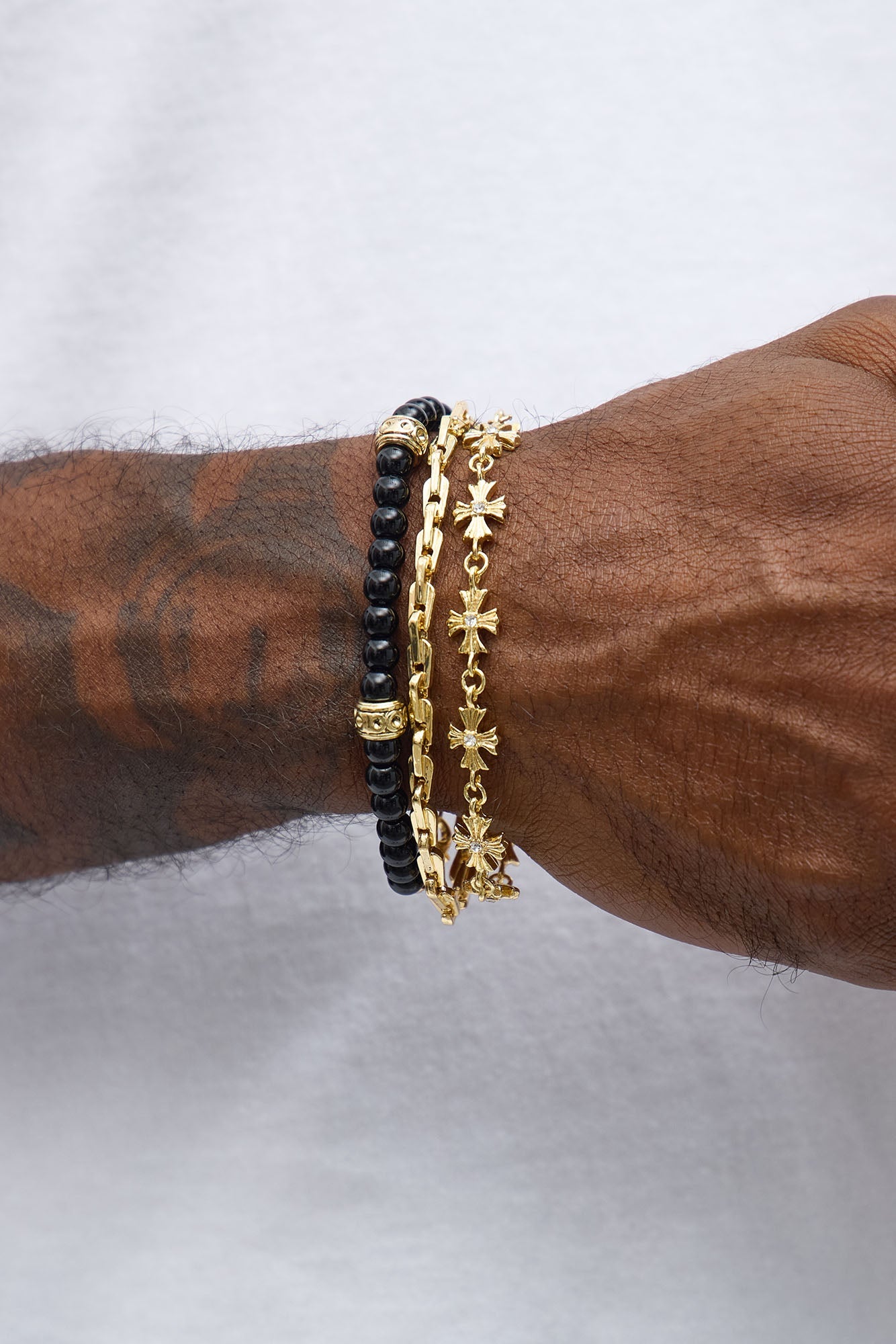 Distinct Mixed Bracelet Set - Gold