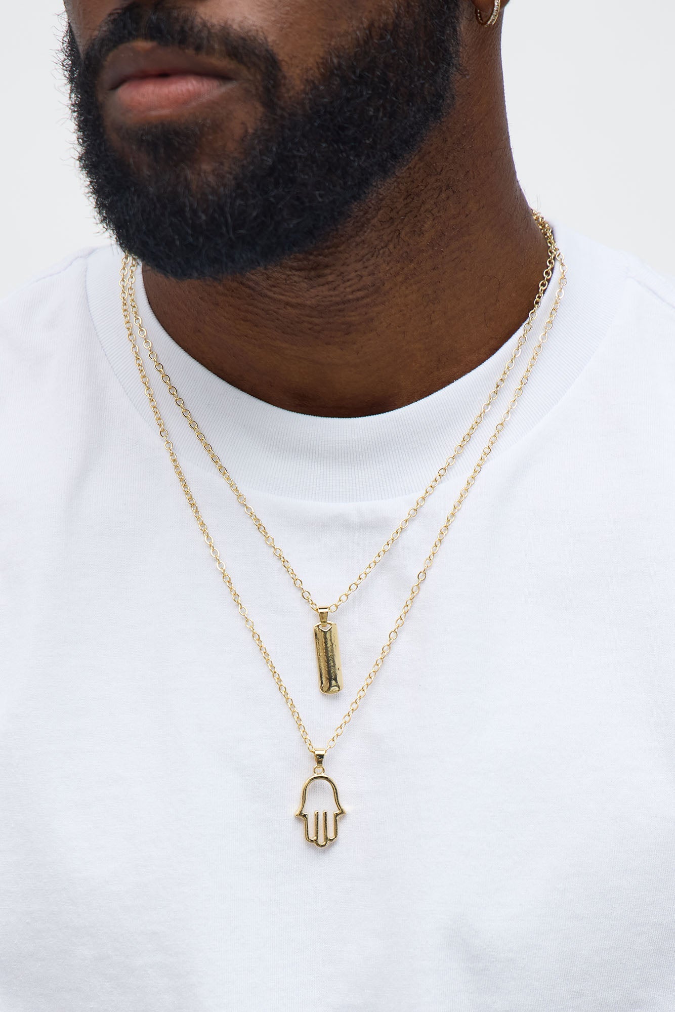 Hamsa & Amulet Necklace Set - Gold