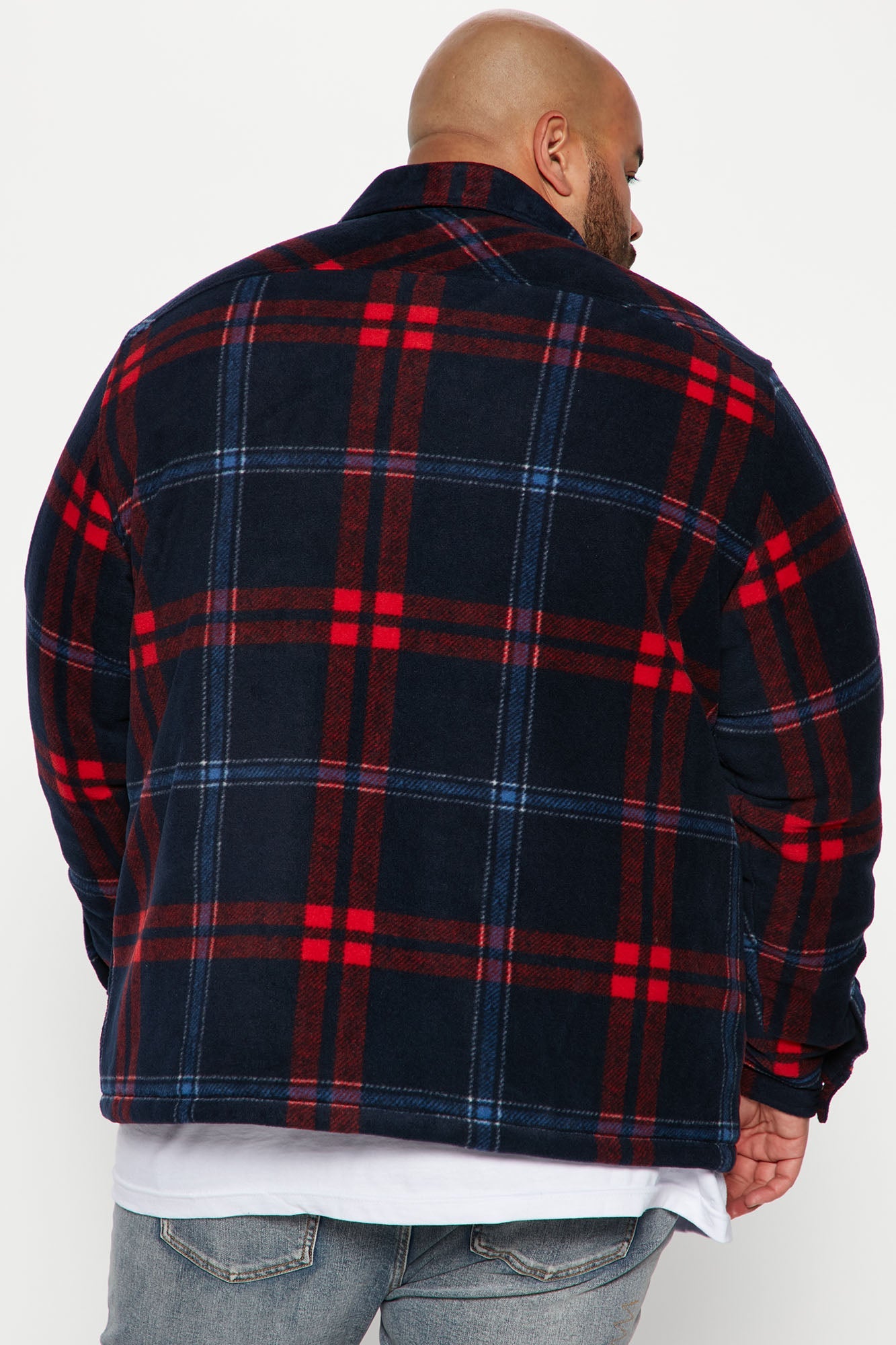 New Look Flannel Shacket - Navy/Red