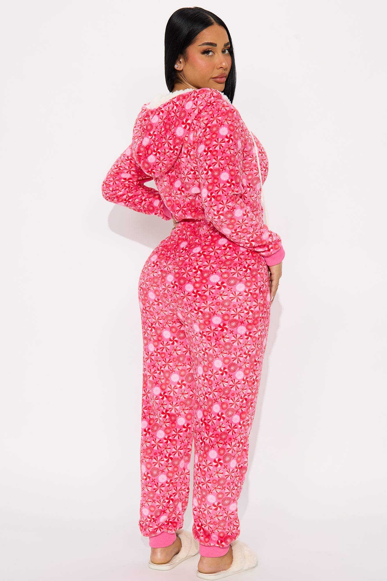 Peppermint Cutie Plush PJ Jumpsuit Onesie - Hot Pink