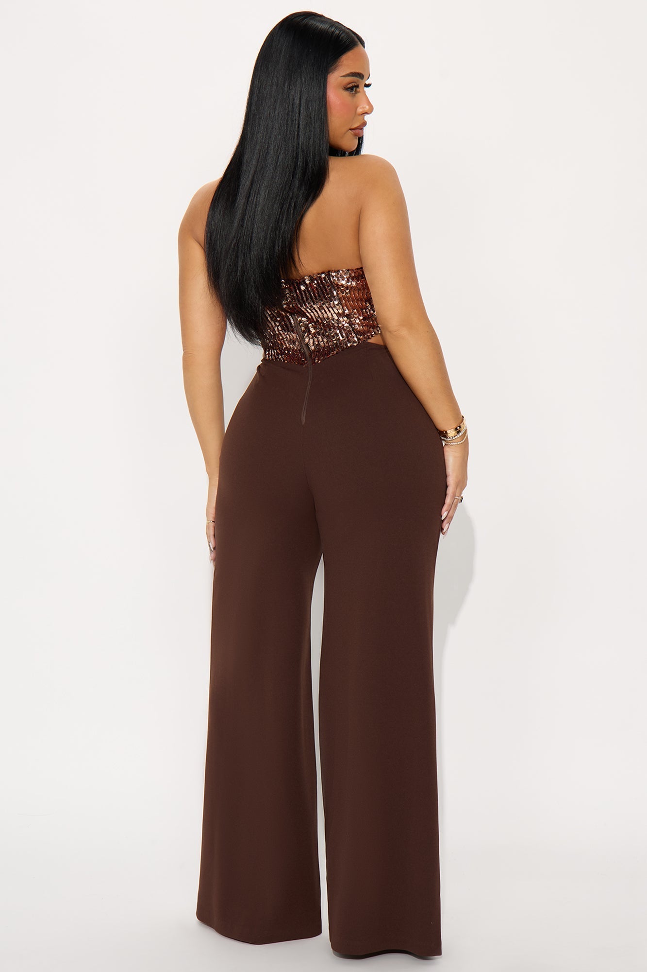 Cierra Sequin Strapless Jumpsuit - Rose Gold
