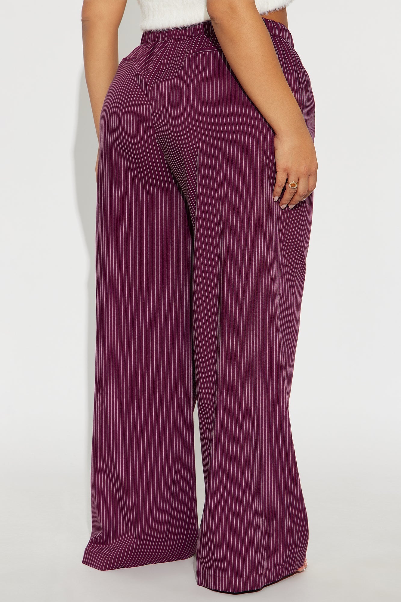 Until Next Time Pinstripe Trouser - Burgundy
