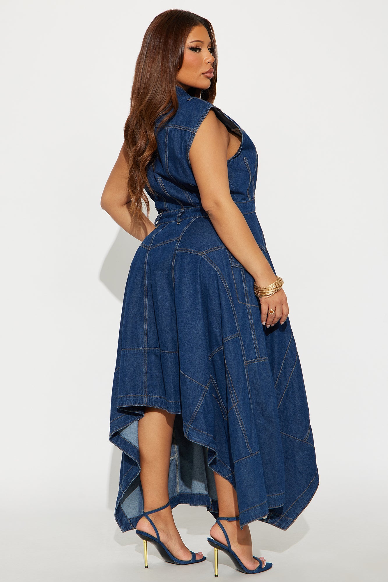 Dolly Button Up Denim Midi Dress - Denim