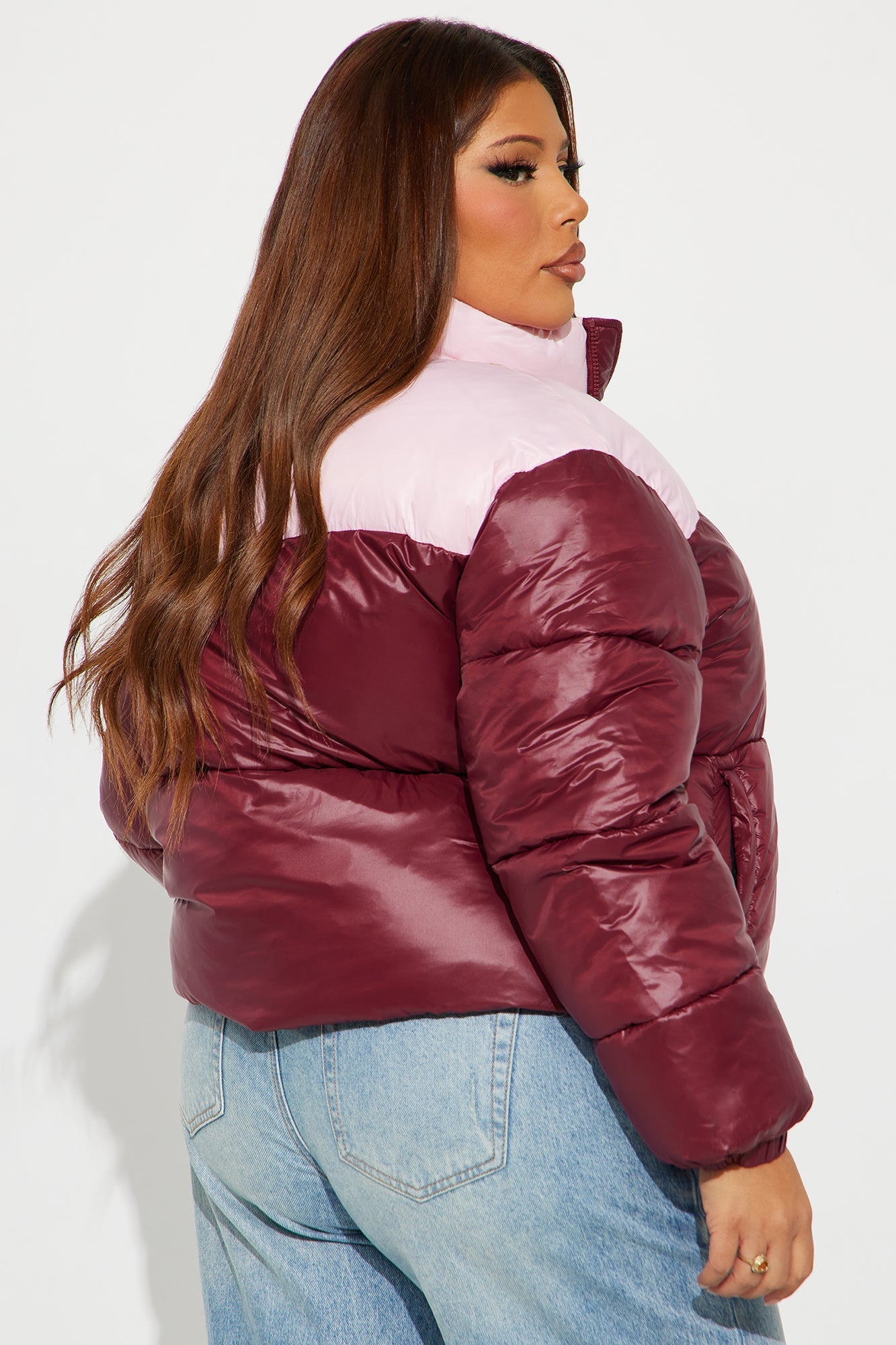 Raquel Puffer Jacket - Burgundy/combo