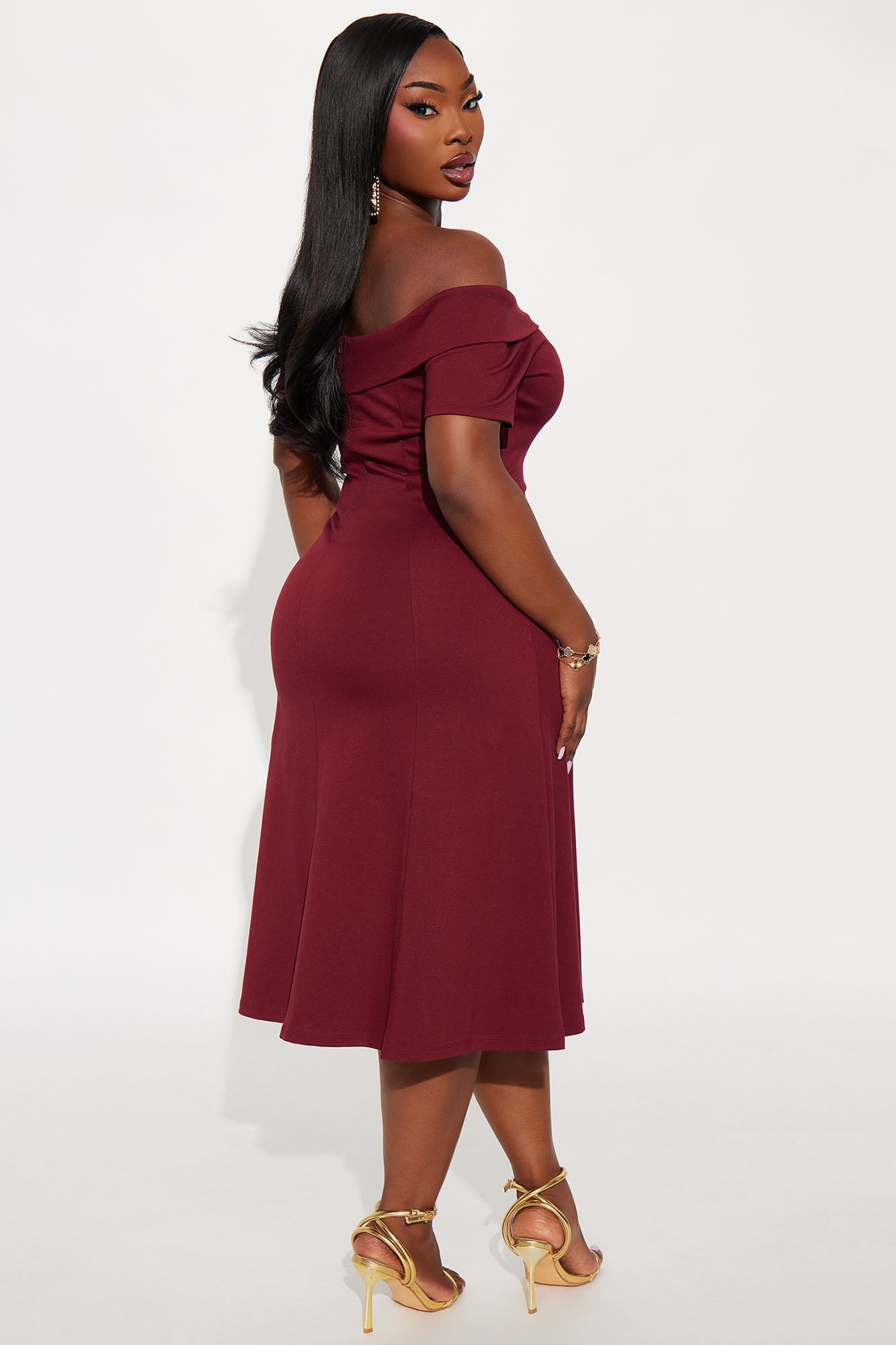 Addison Short Sleeve Ponte Midi Dress - Wine