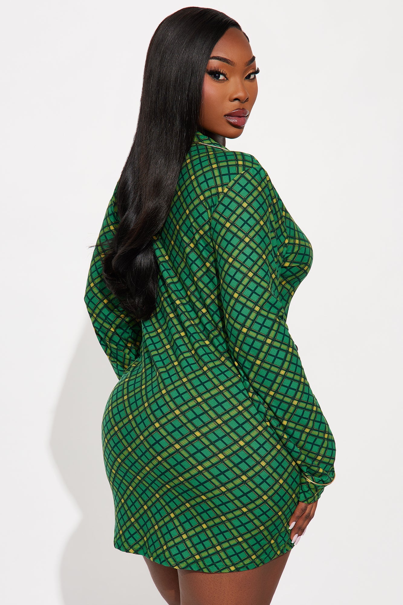 Sleep Queen Embroidered Glitter Long Sleeve PJ Sleep Shirt - Green