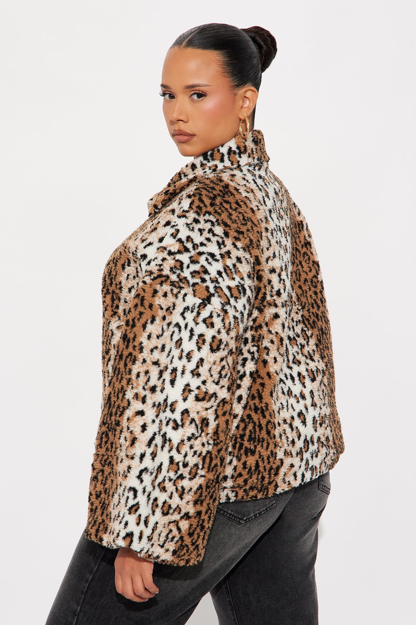 Still A Vibe Leopard Sherpa Jacket - Brown/combo