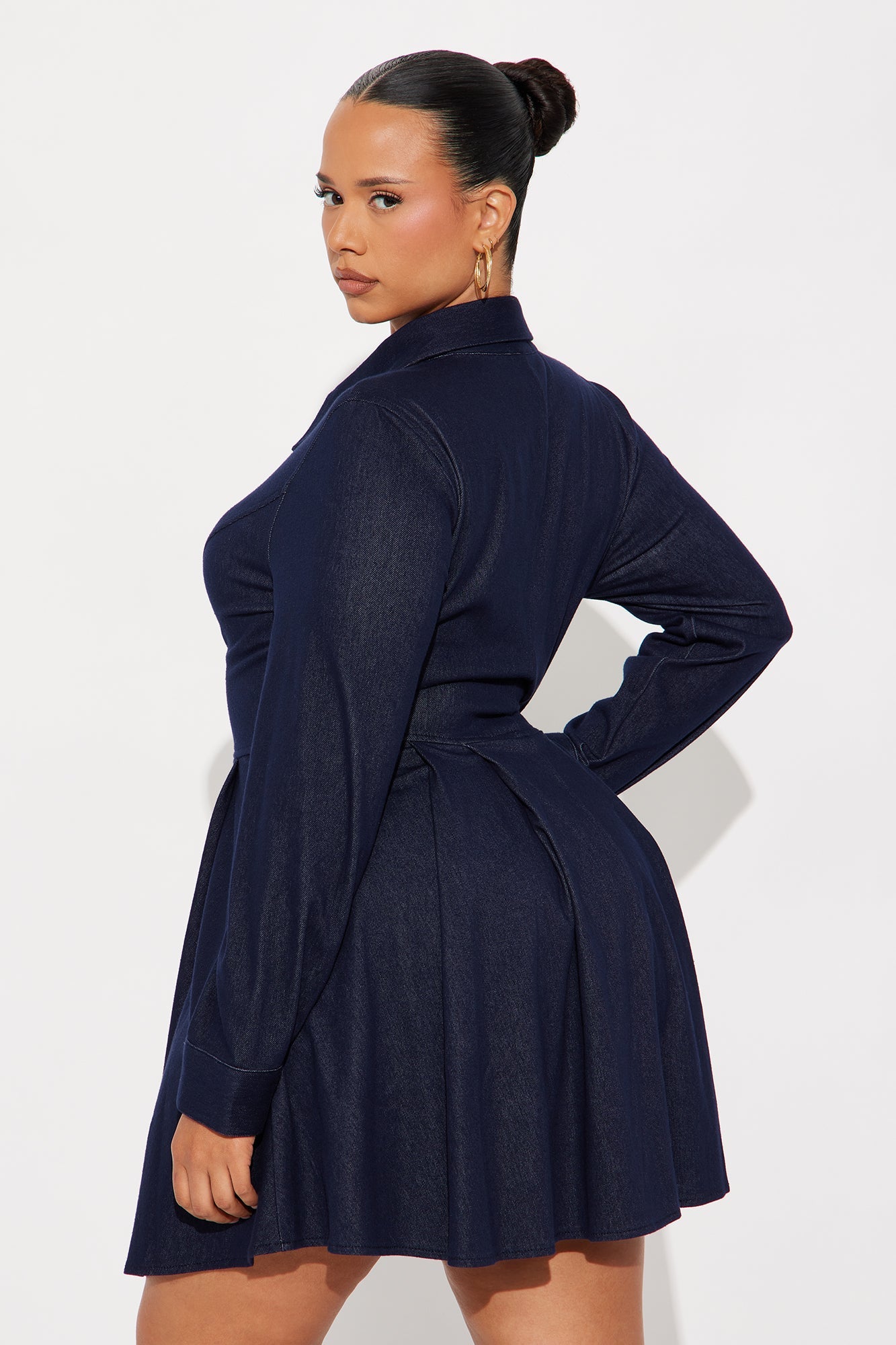 Peyton Button Up Knit Mini Dress - Blue