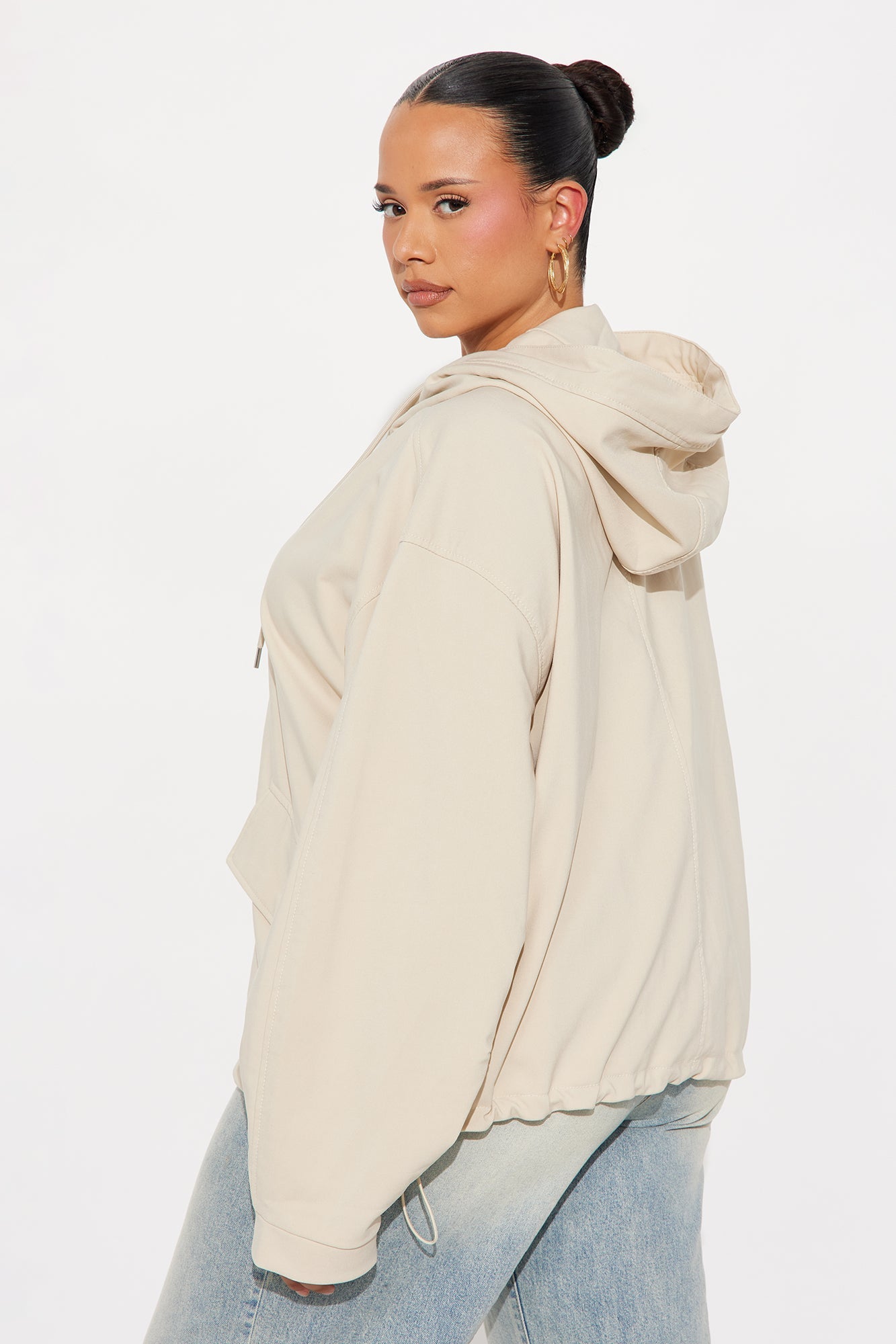 Aiden Nylon Blend Hooded Jacket - Sand