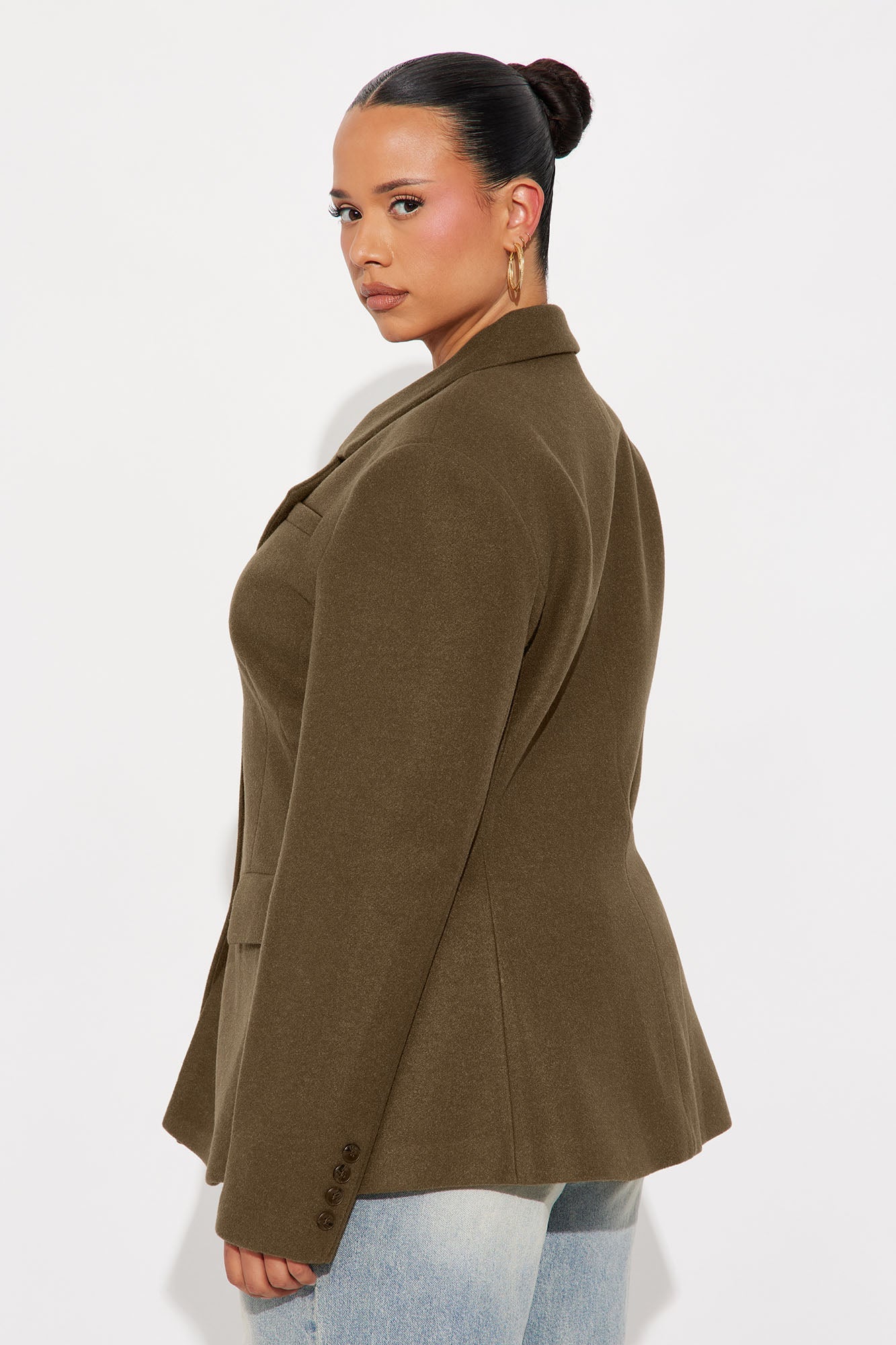 Major Boss Babe Moves Hourglass Crepe Blazer - Olive