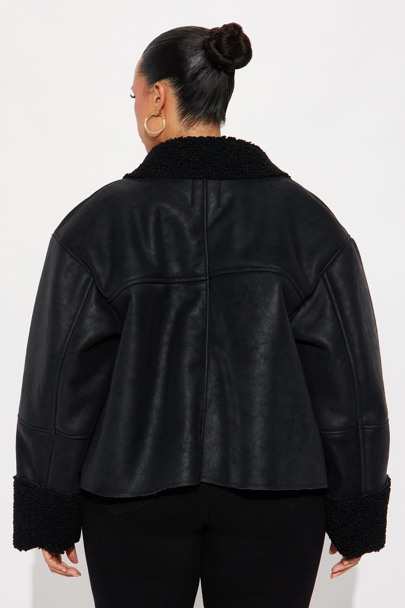 Cabin Getaway Faux Leather Moto Jacket - Black