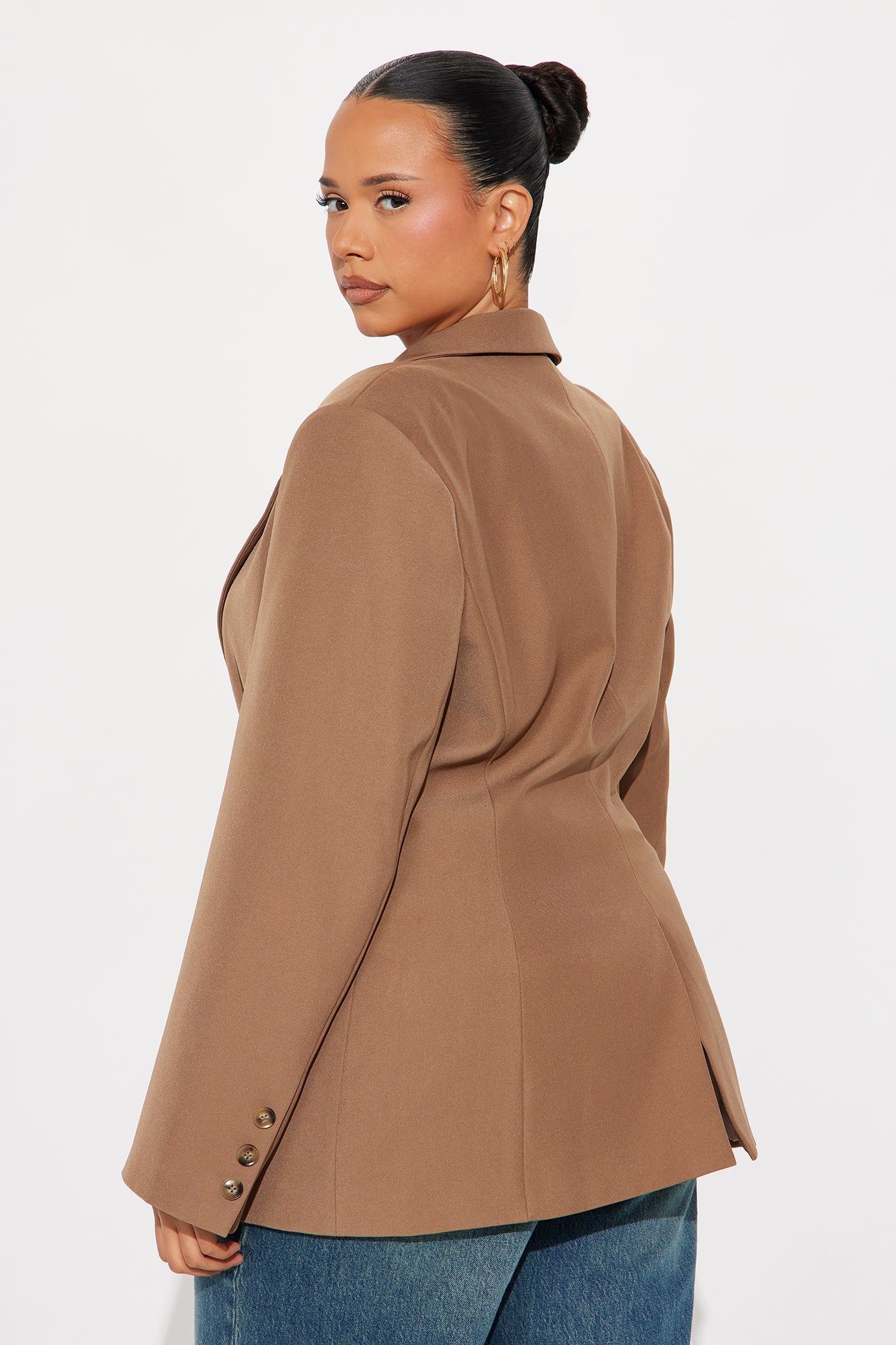 Leslee Twill Rigid Fitted Blazer - Mocha