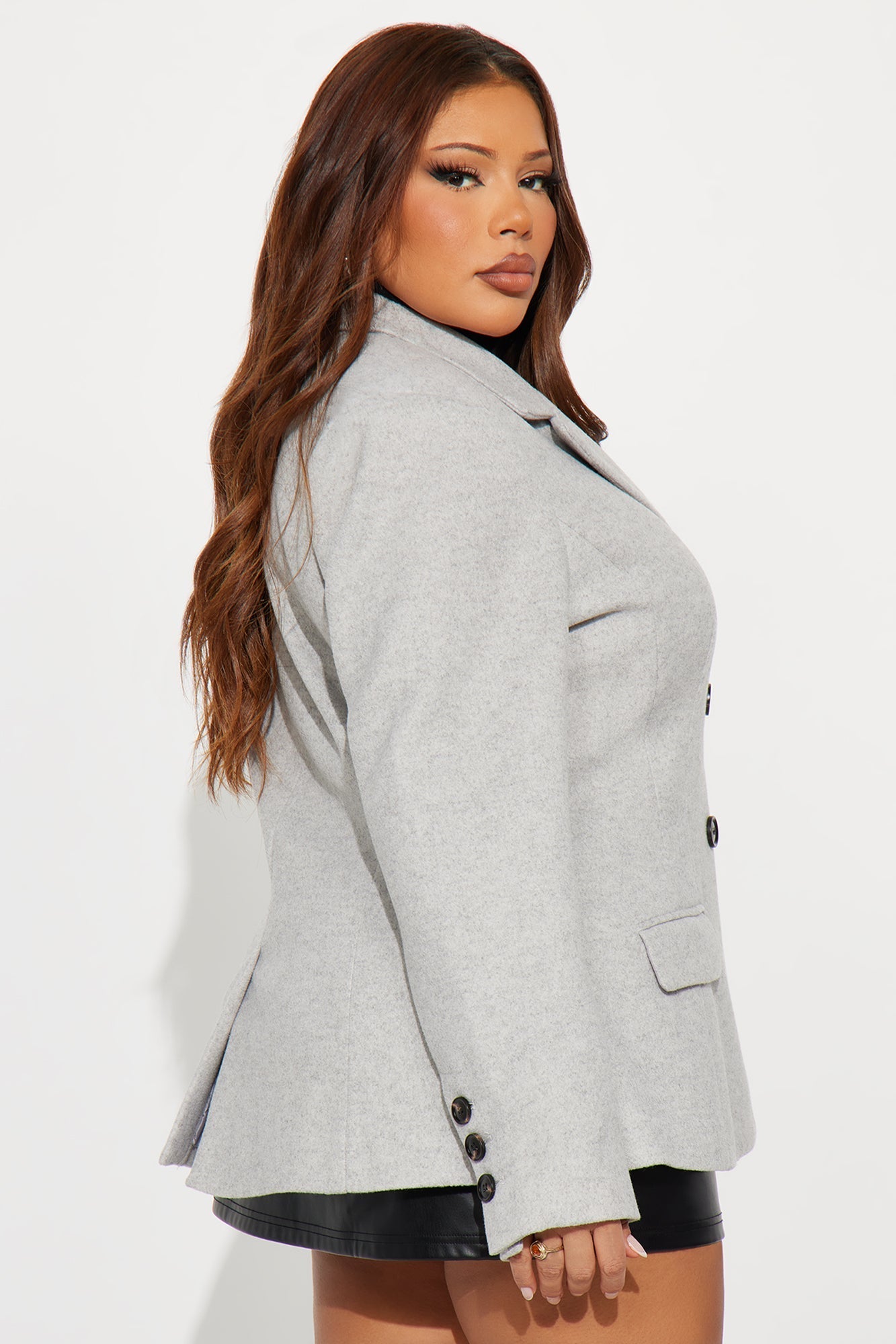 Alayna Fitted Crepe Blazer - Light Grey