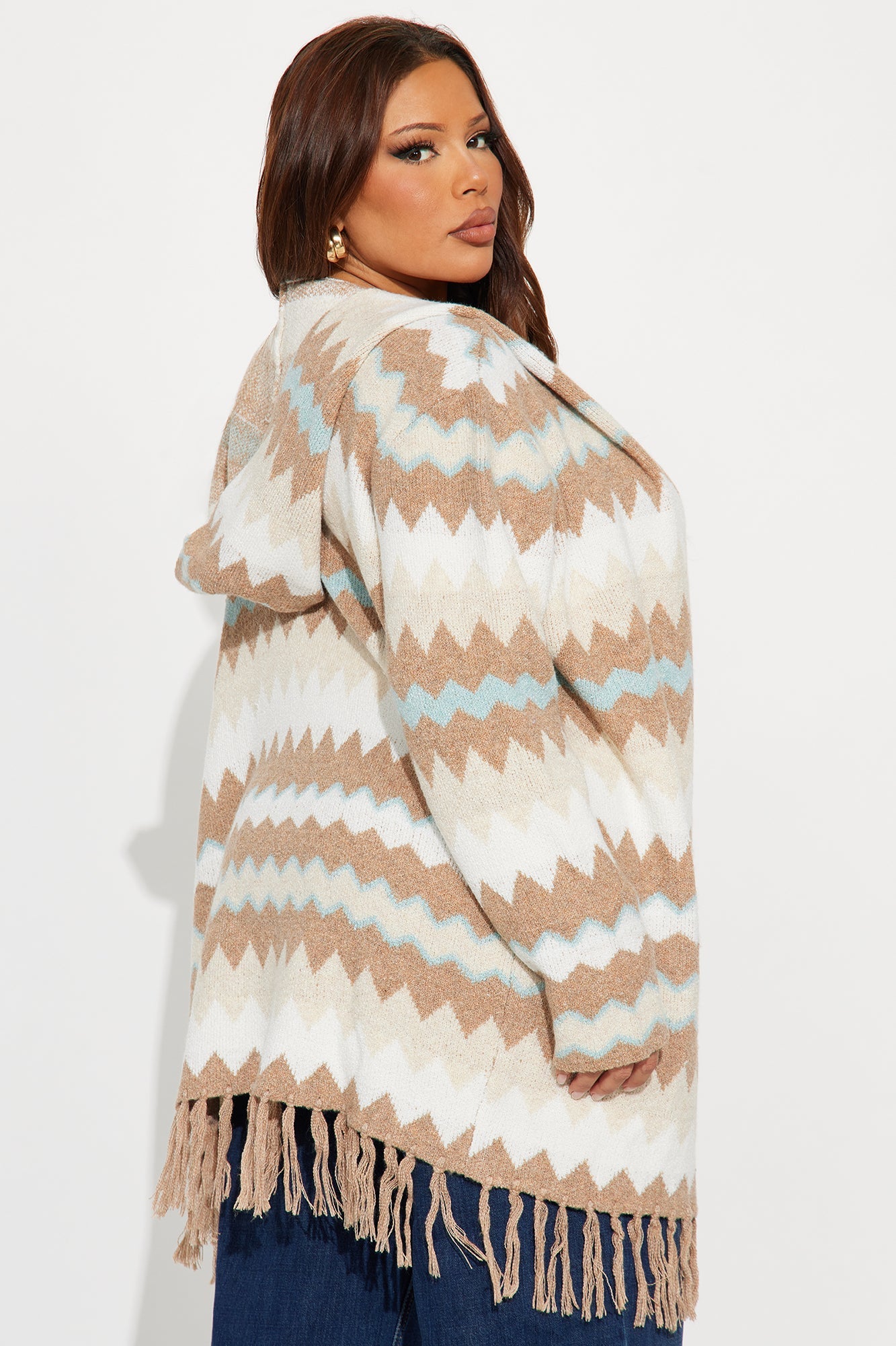 In Love with The Fringe Life Cardigan - Mocha/combo