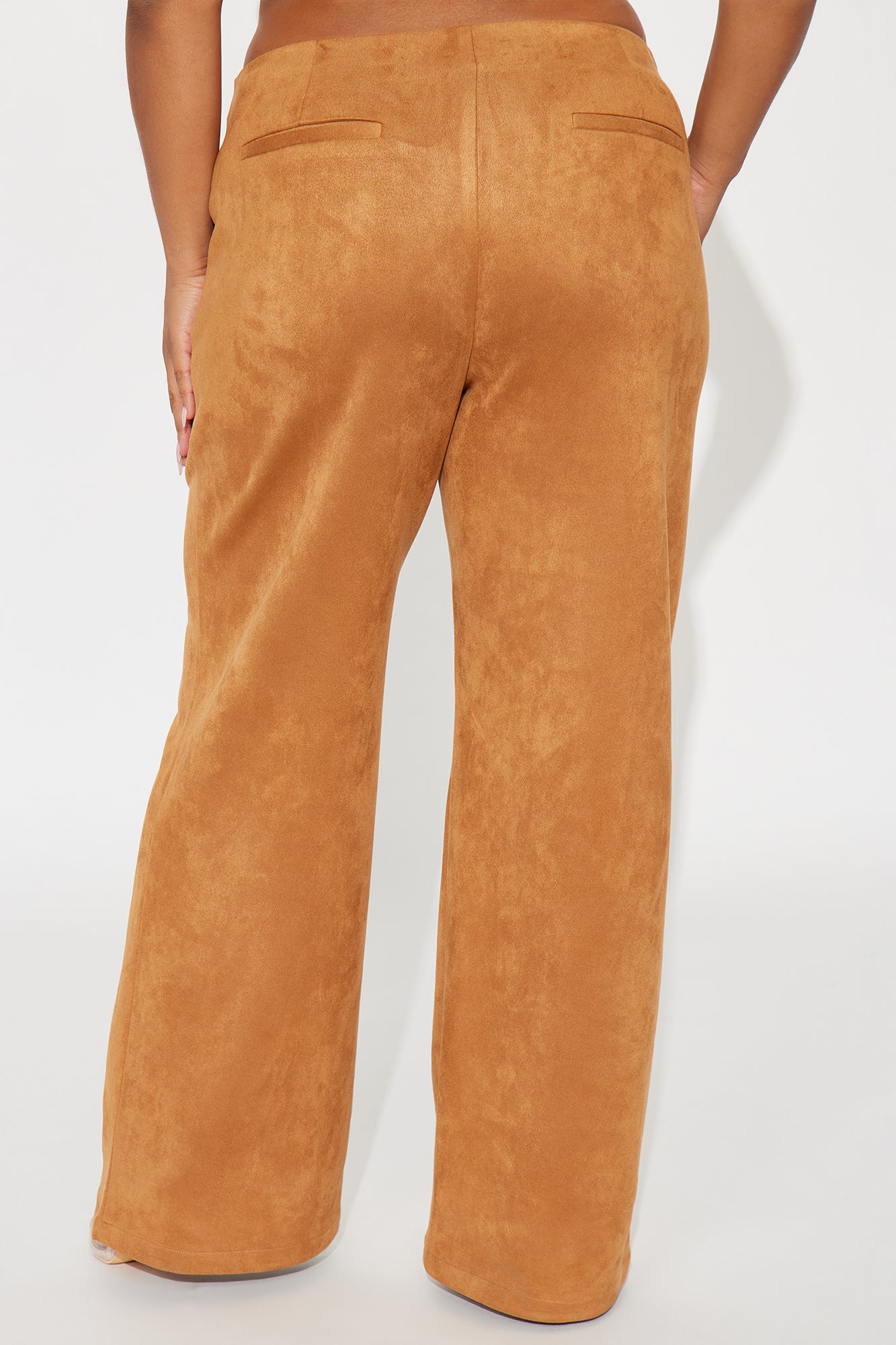 Retro Haze Faux Suede Wide Leg Pant 32″ - Camel