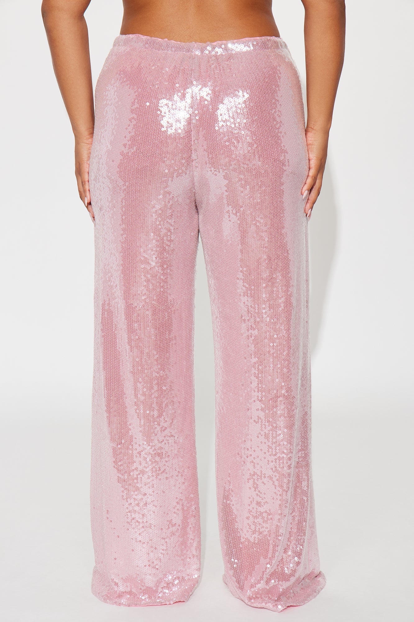 Look My Way Low Rise Wide Leg Sequin Pant 33 - Pink