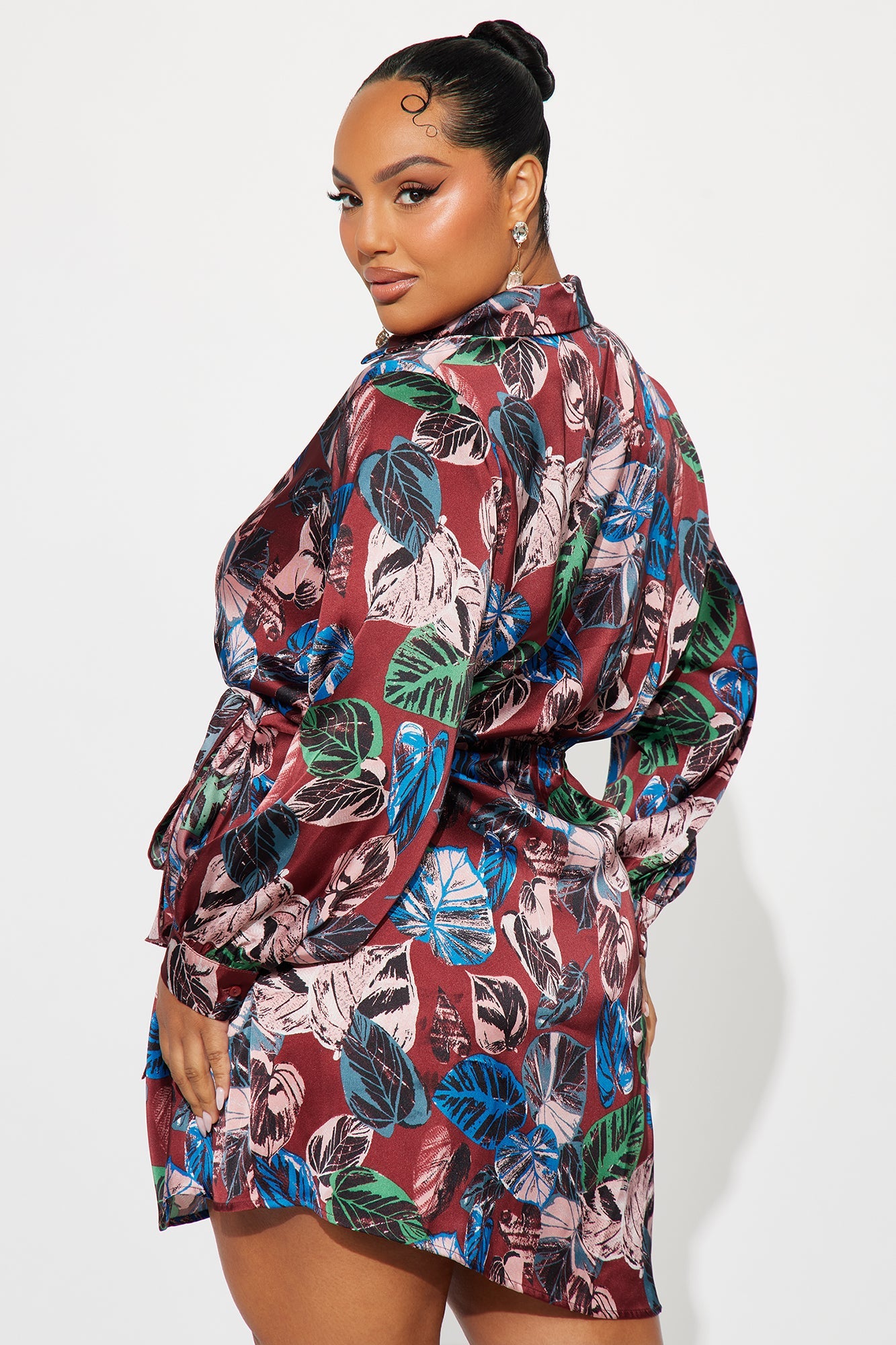 Isolde Satin Mini Dress - Burgundy/combo