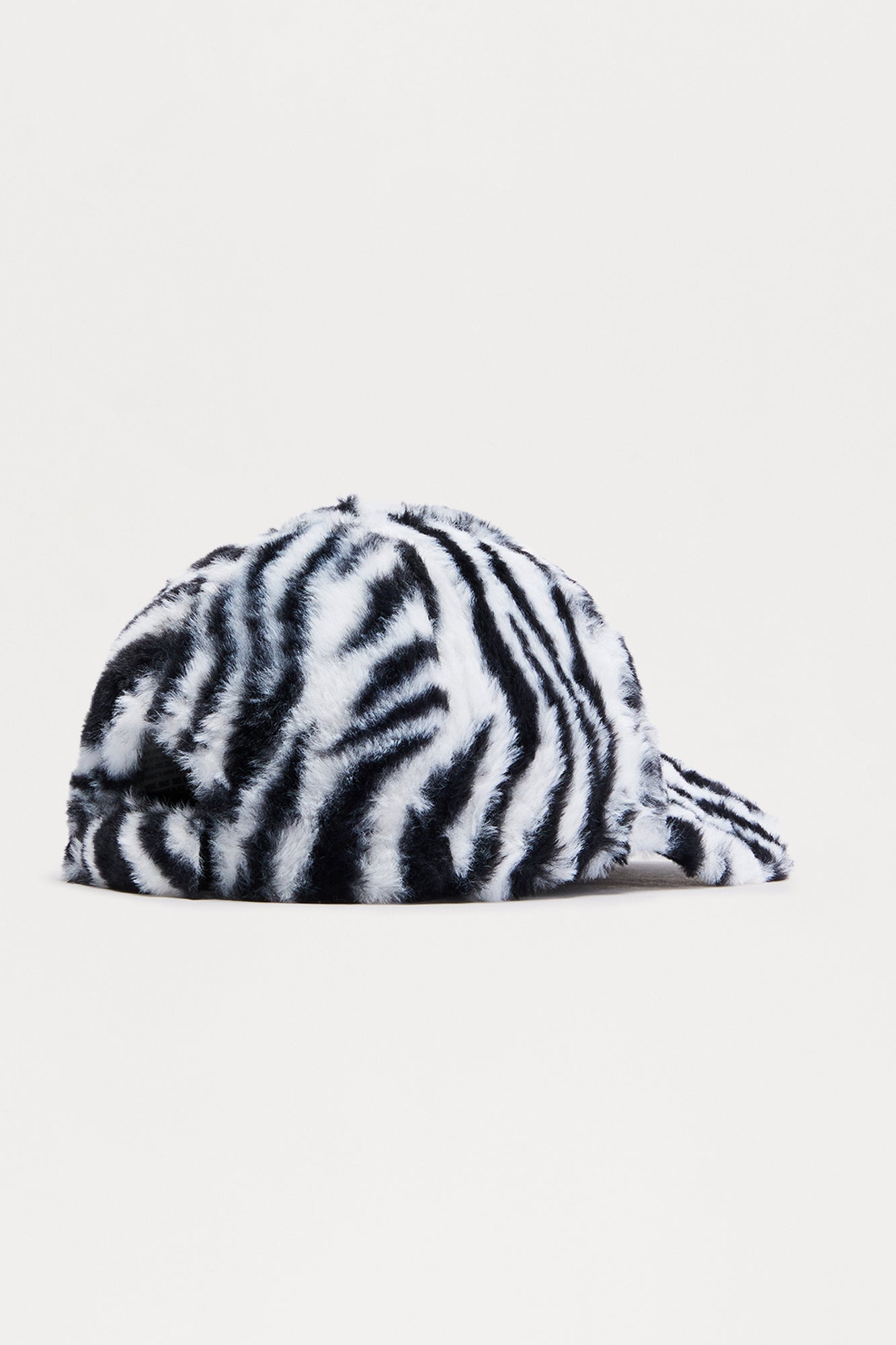 Striking Pose Faux Fur Baseball Hat - White/Black