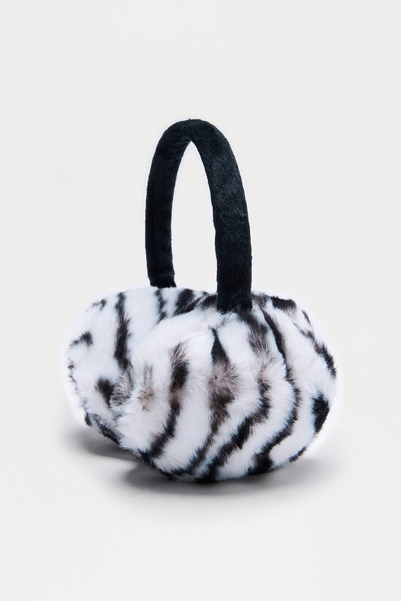 Wildly Cute Faux Fur Earmuffs - Black/White