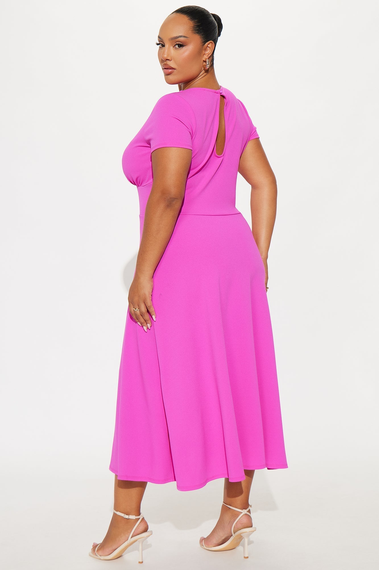 Charolette Short Sleeve Midi Dress - Fuchsia