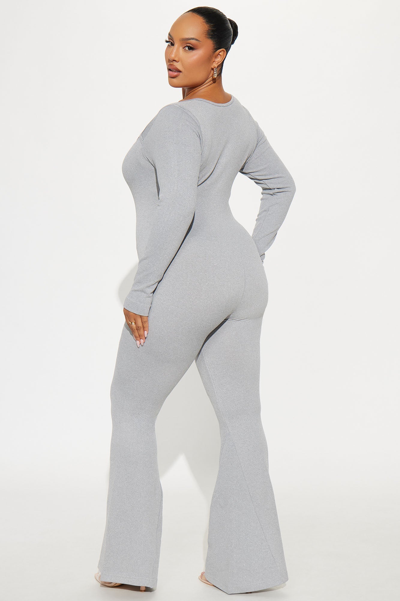 Come With Me Seamless Flare Jumpsuit - Heather Grey