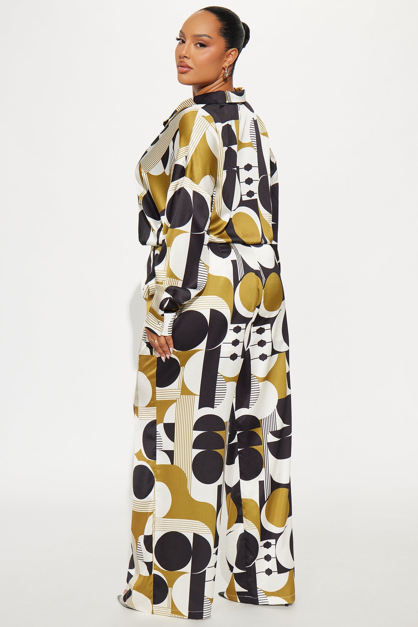 Kamila Satin Pant Set - Green/combo