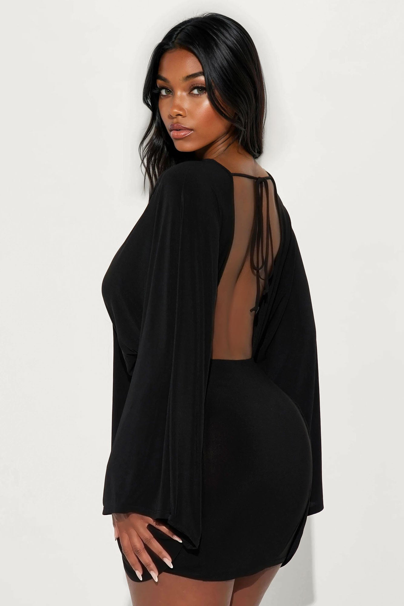 Clara Draped Mini Dress - Black