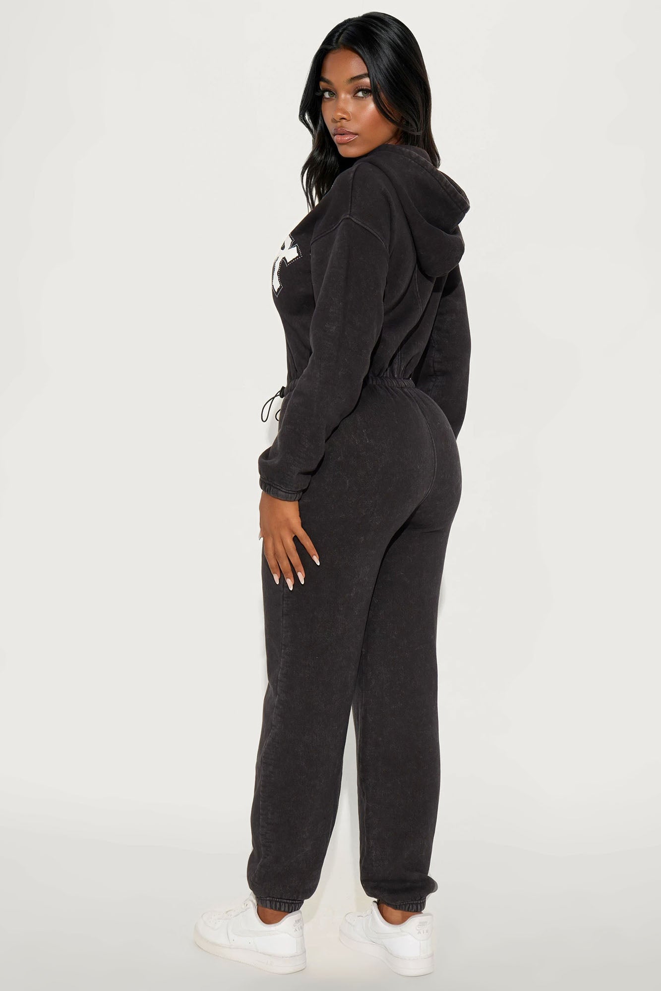 Crossed My Mind Jogger Jumpsuit - Black Wash