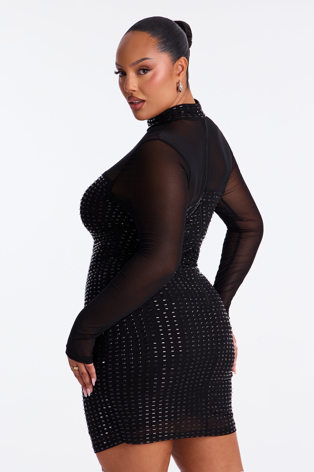 Alani Rhinestone Mini Dress - Black