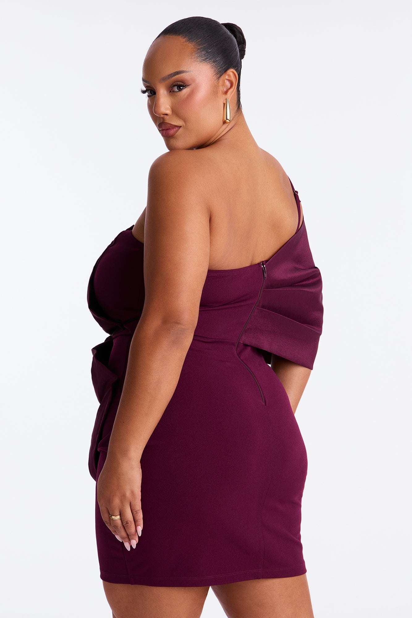 Rosalynn One Shoulder Mini Dress - Plum