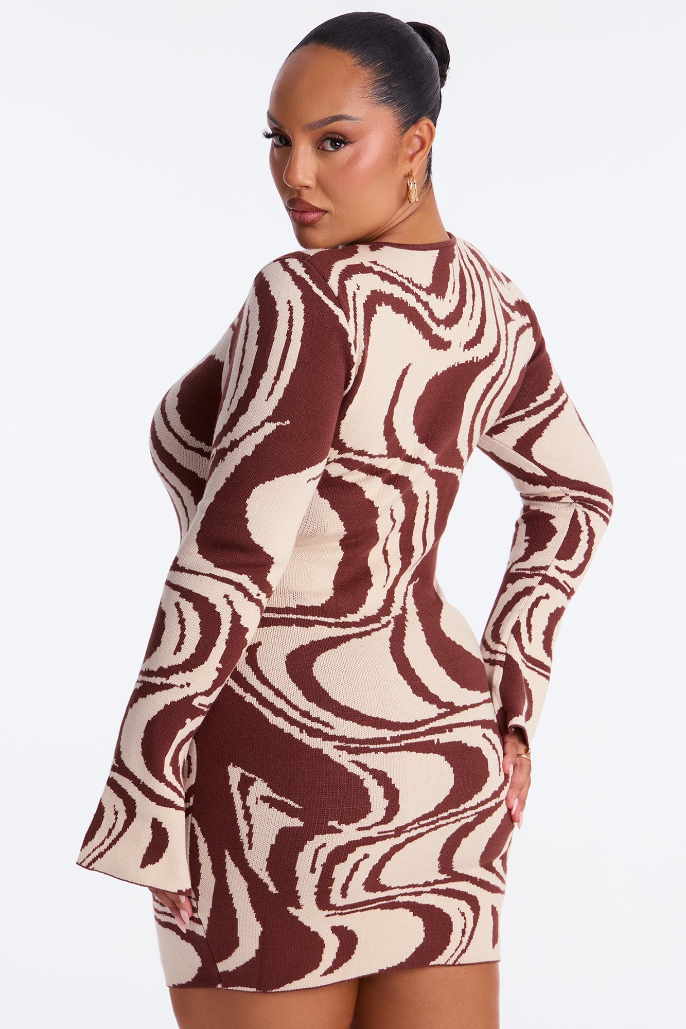 Inner Peace Sweater Mini Dress - Brown/combo