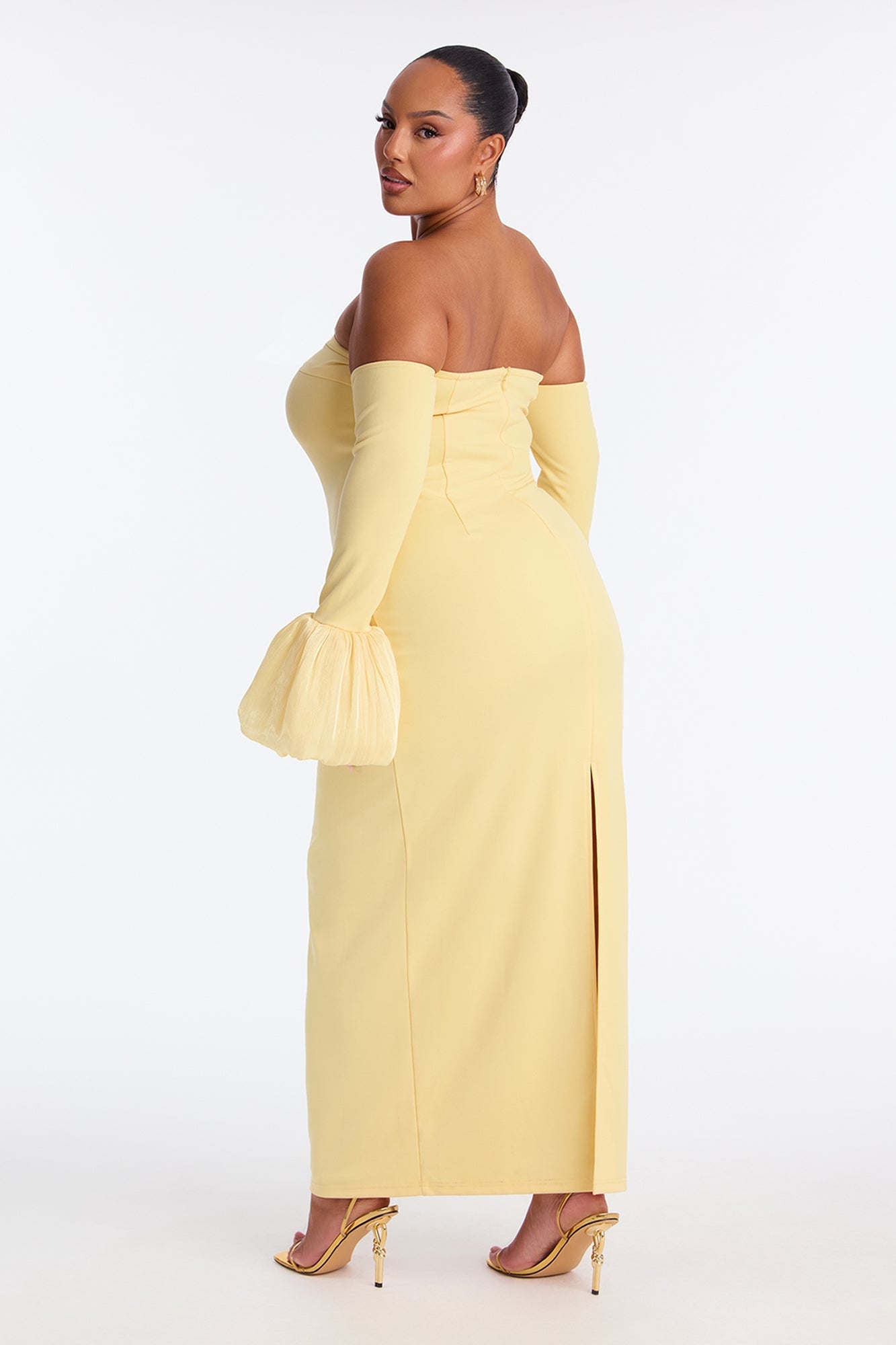 Chic Conflict Off Shoulder Maxi Dress - Butter Yellow
