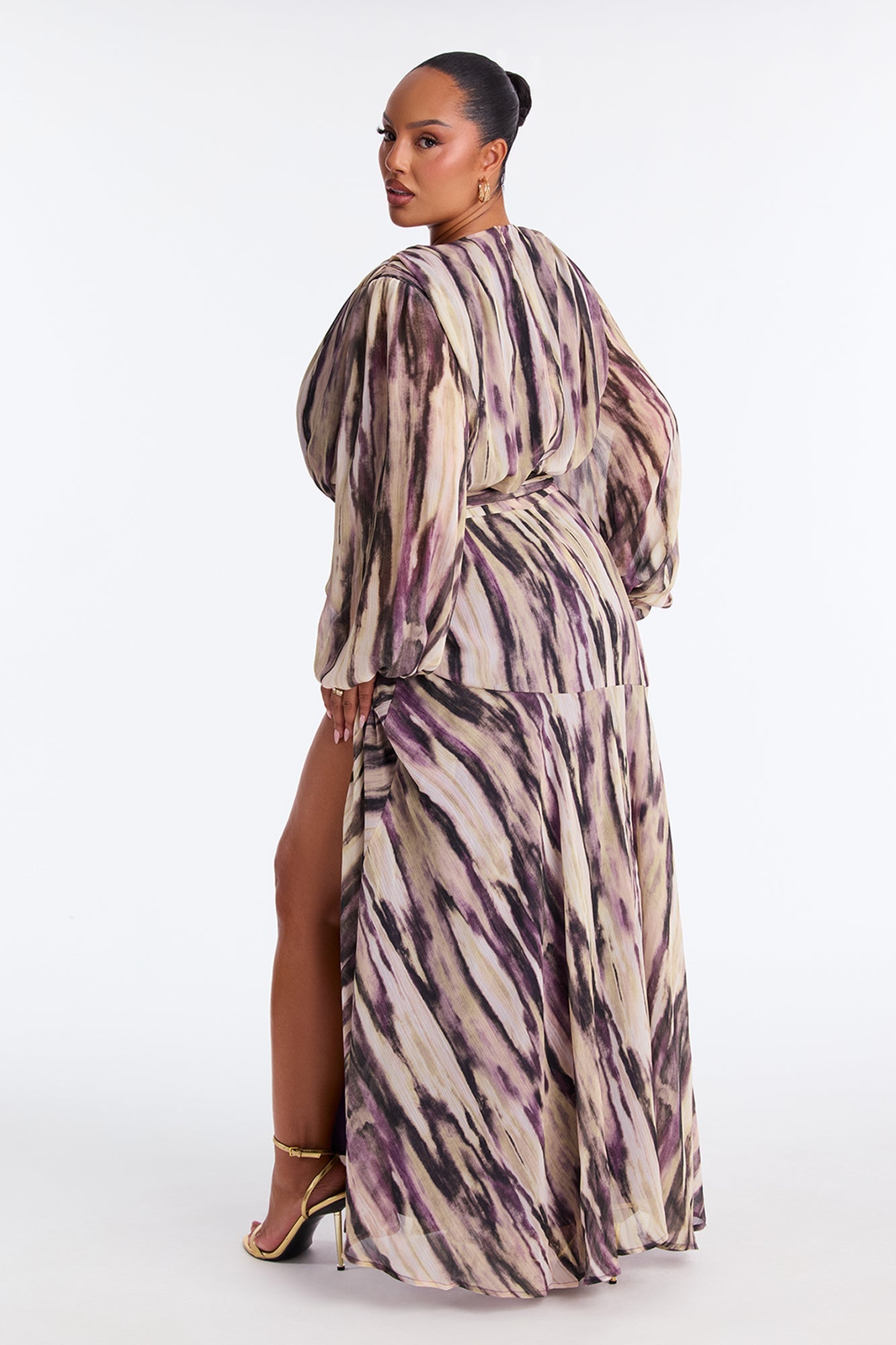 Soft Smile Chiffon Maxi Dress - Brown/combo