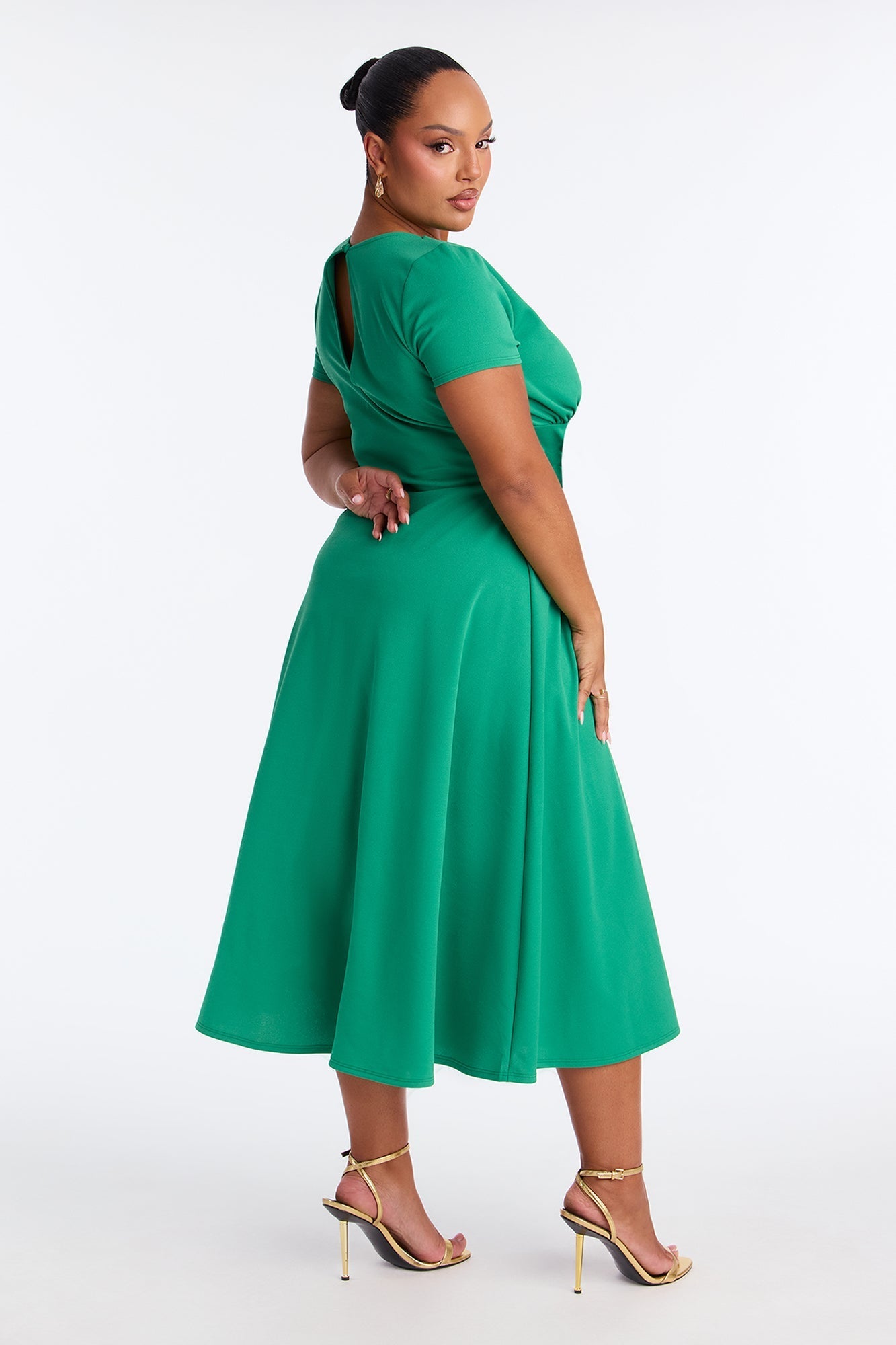 Charolette Short Sleeve Midi Dress - Kelly Green
