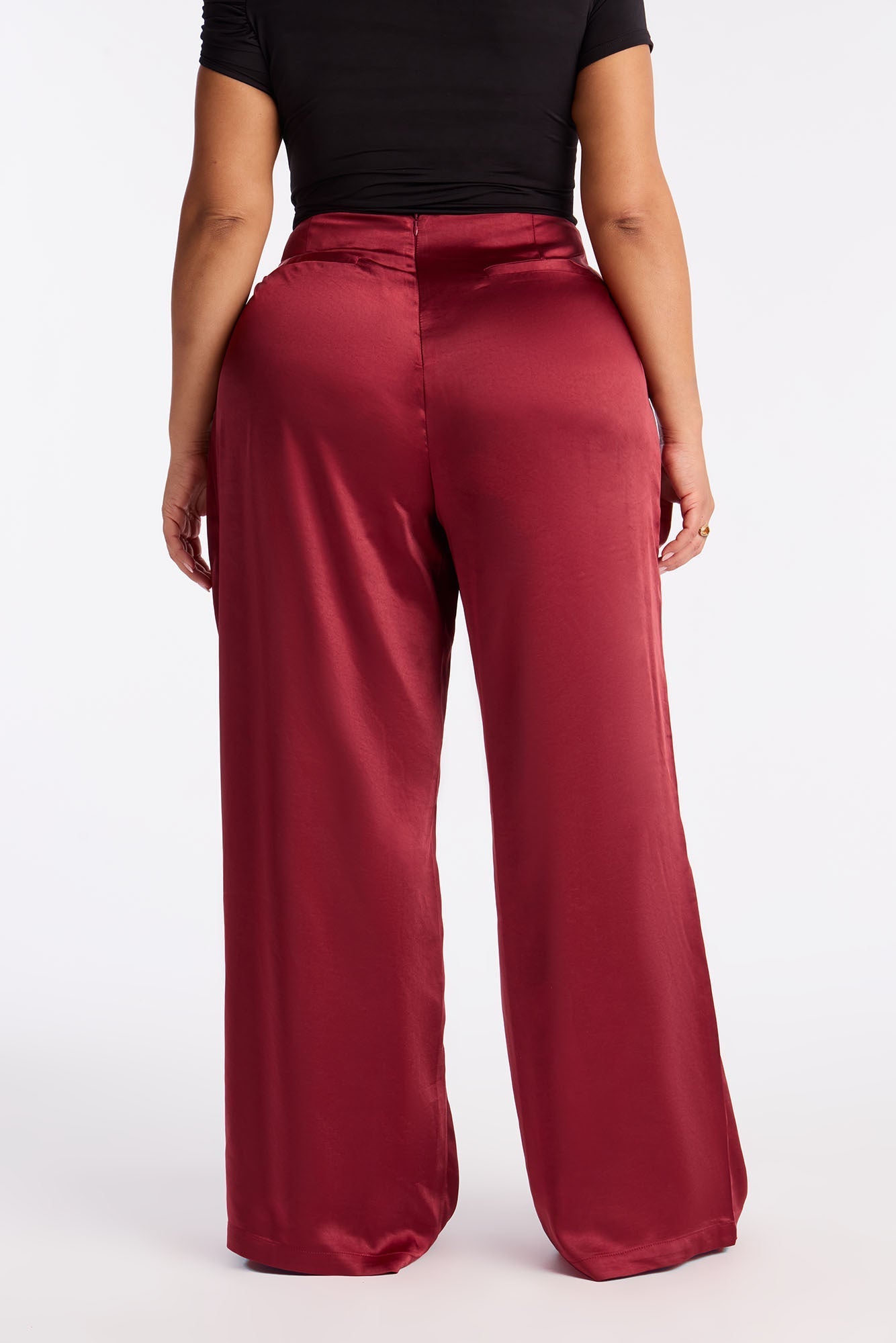 Delicate Desire Satin Wide Leg Pant 33 - Burgundy
