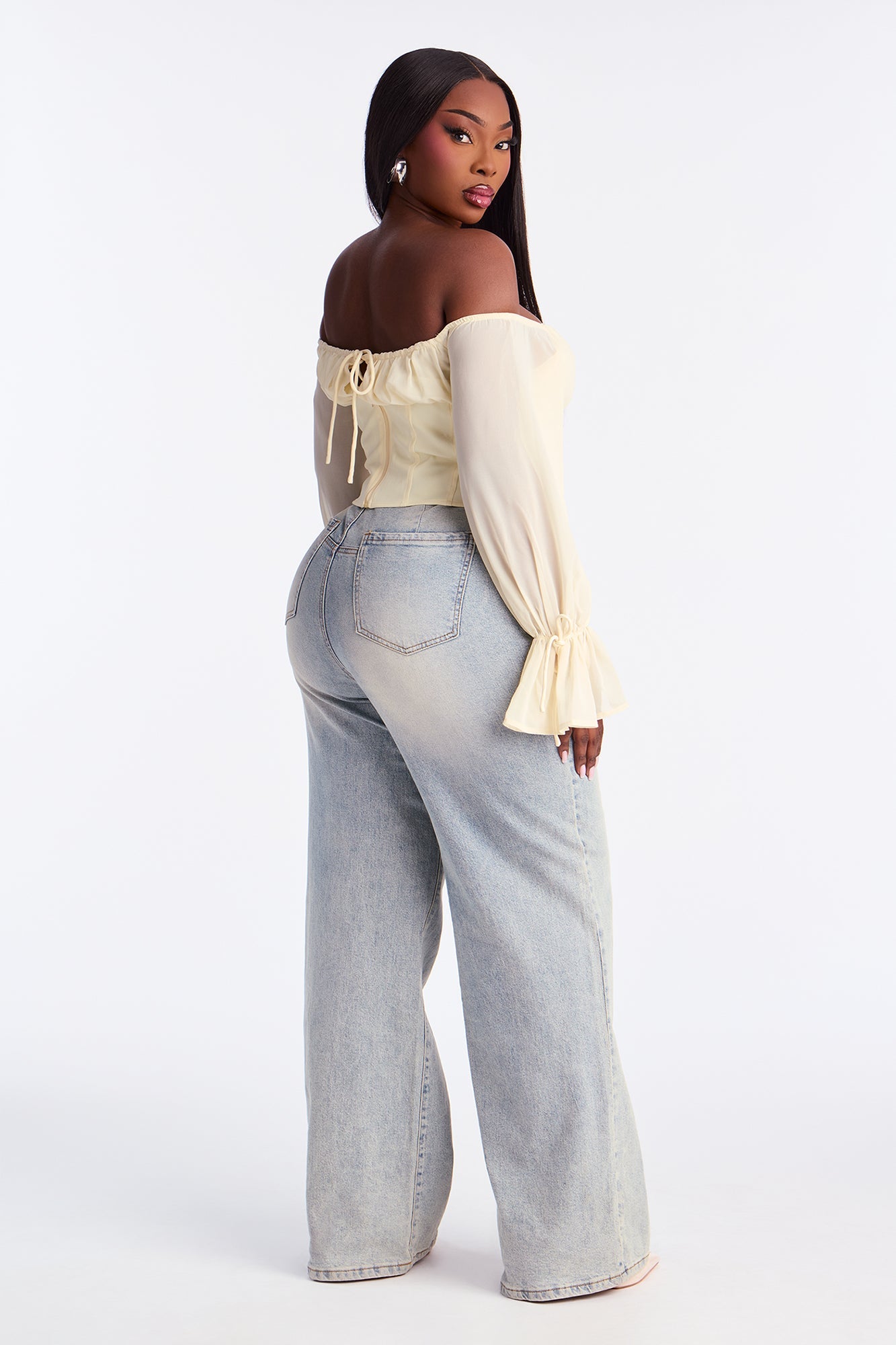 Shore Line Off Shoulder Chiffon Top - Butter Yellow