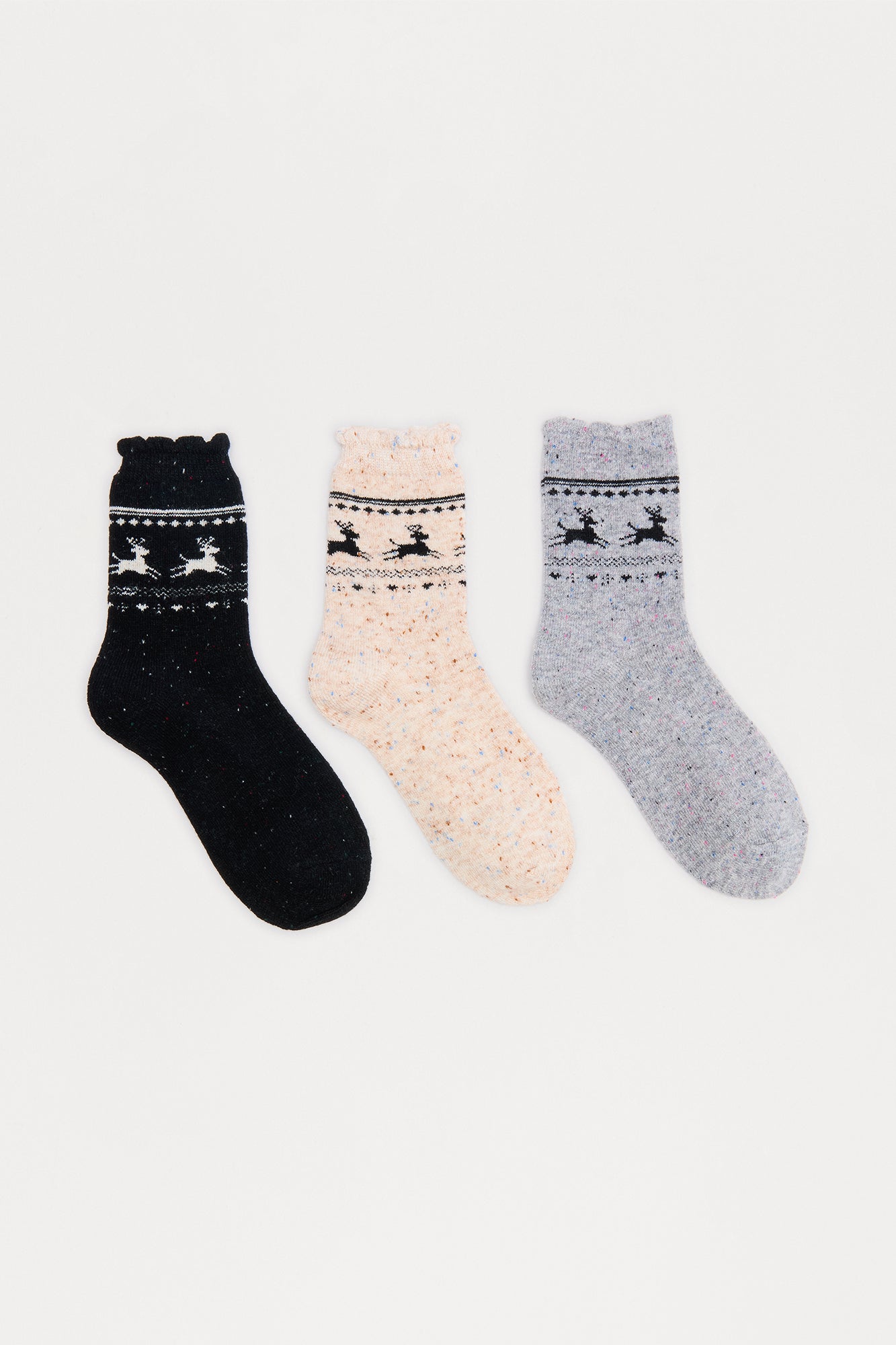 Deer Diary 3 Pack Socks - Multi Color