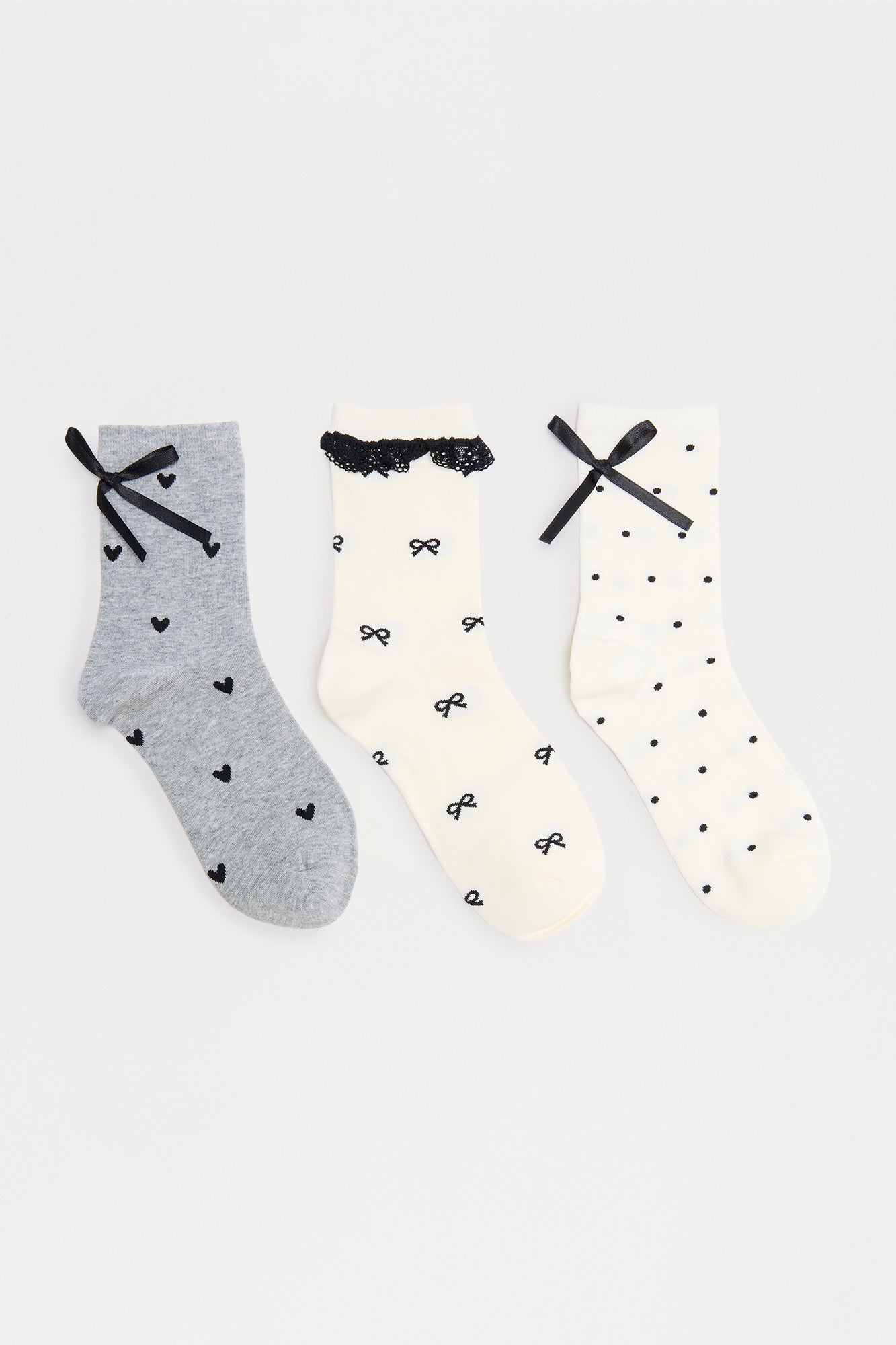 Bows And Whistles 3 Pack Sock Set - Ivory/combo