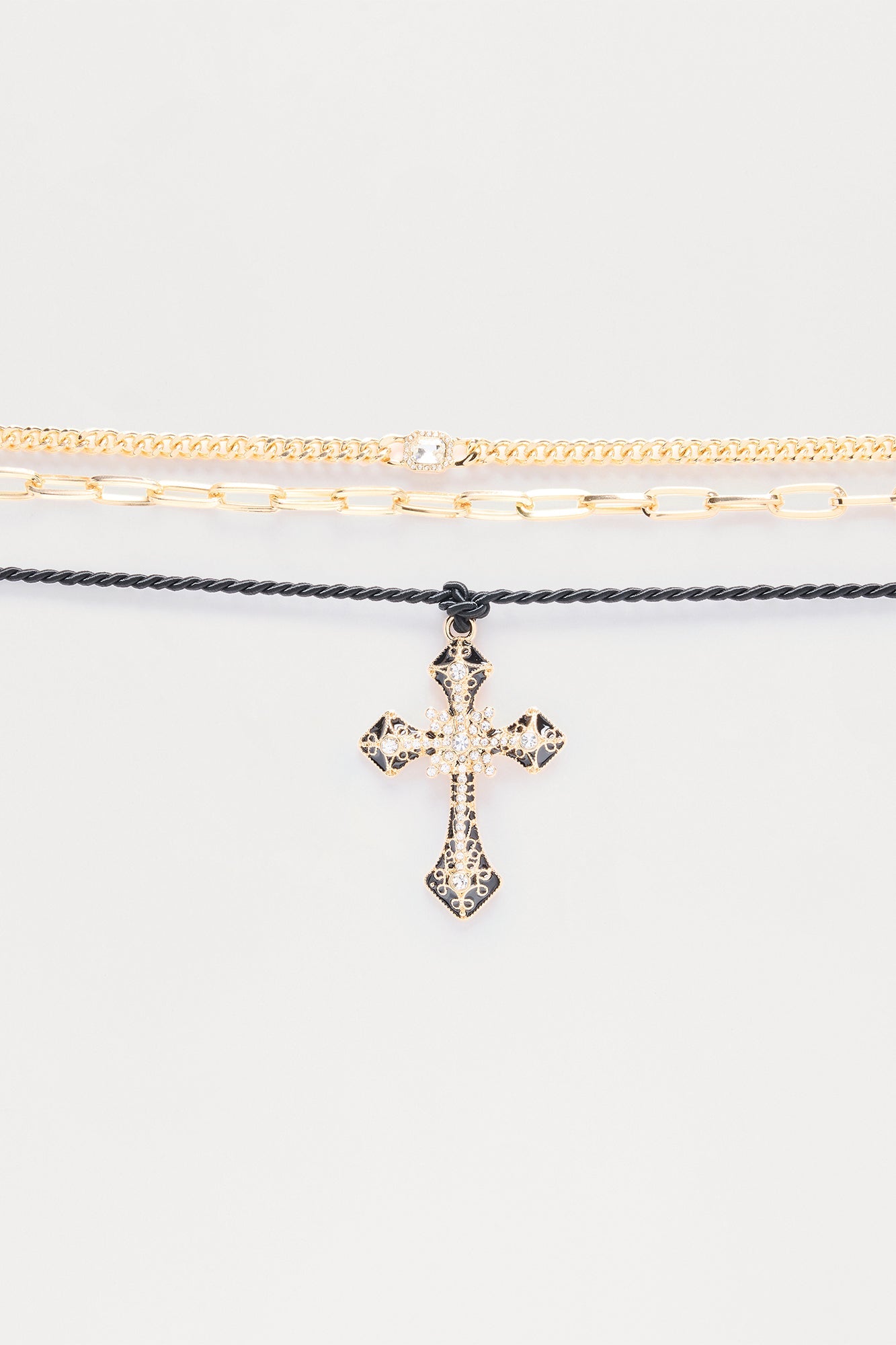 Sacred Moments Layered Choker Necklace - Gold/Black