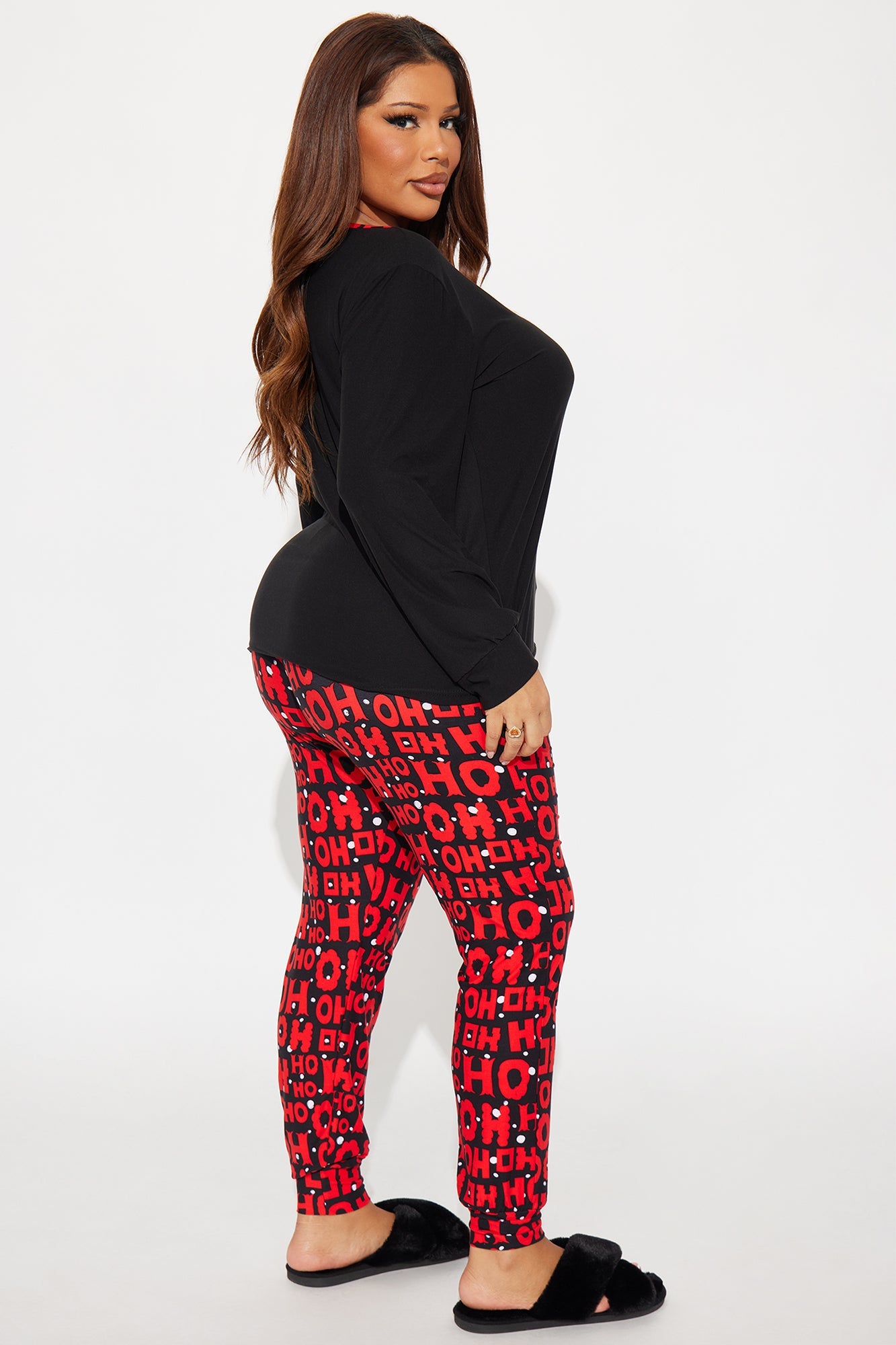 Christmas Crew Matching Family Long Sleeve PJ Jogger Set - Black/combo