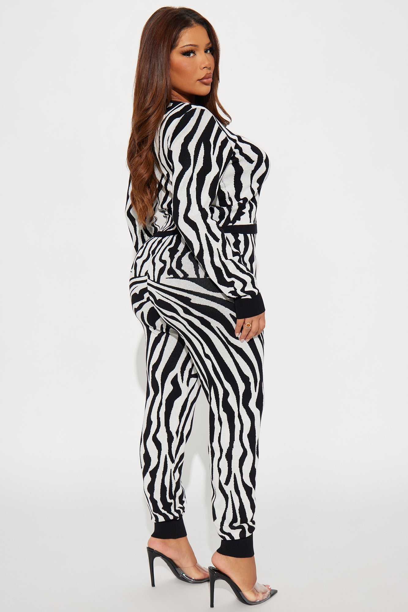 Zaya Zebra Sweater Pant Set - Black/White