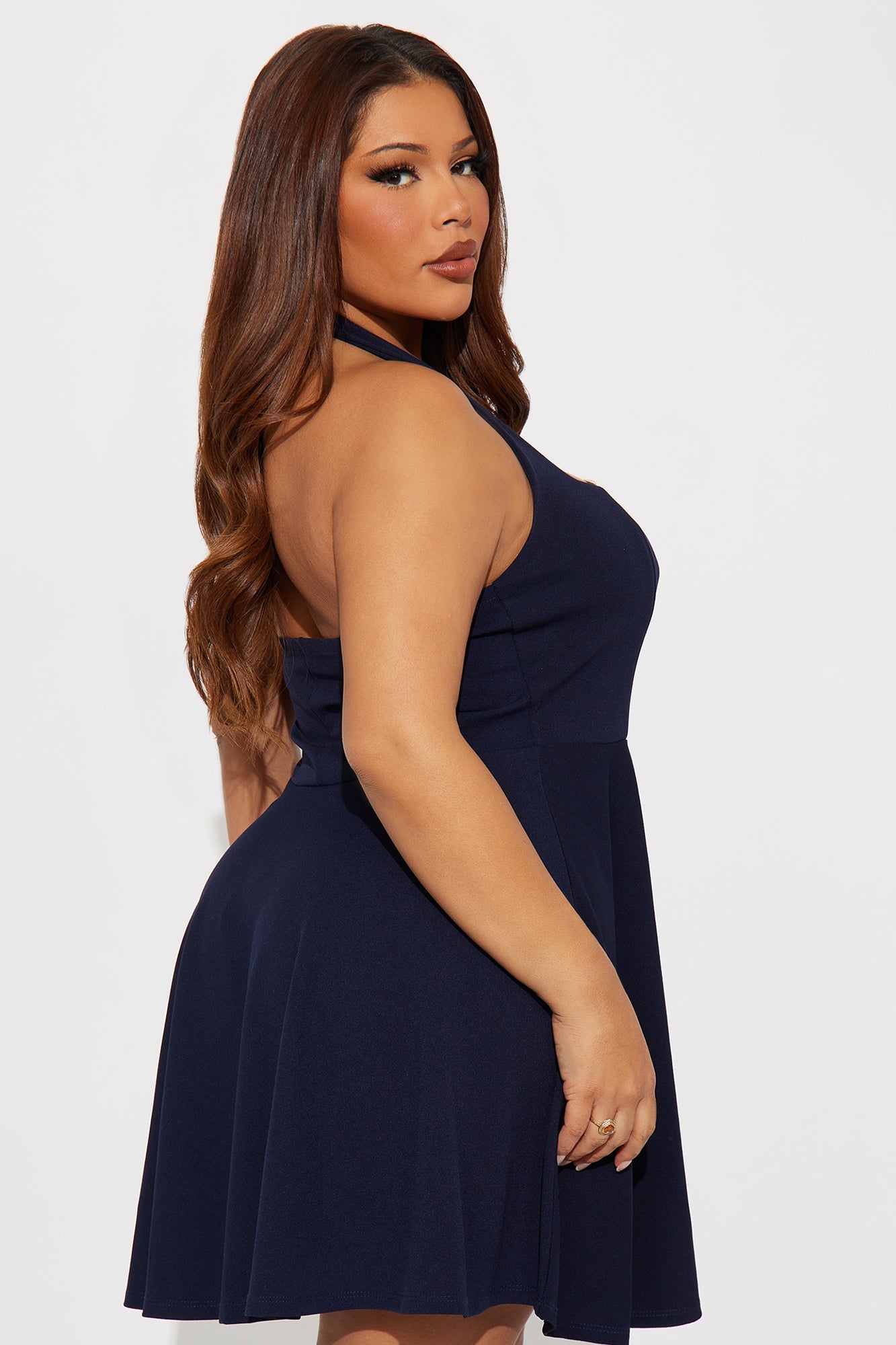 Alena Halter Mini Dress - Navy