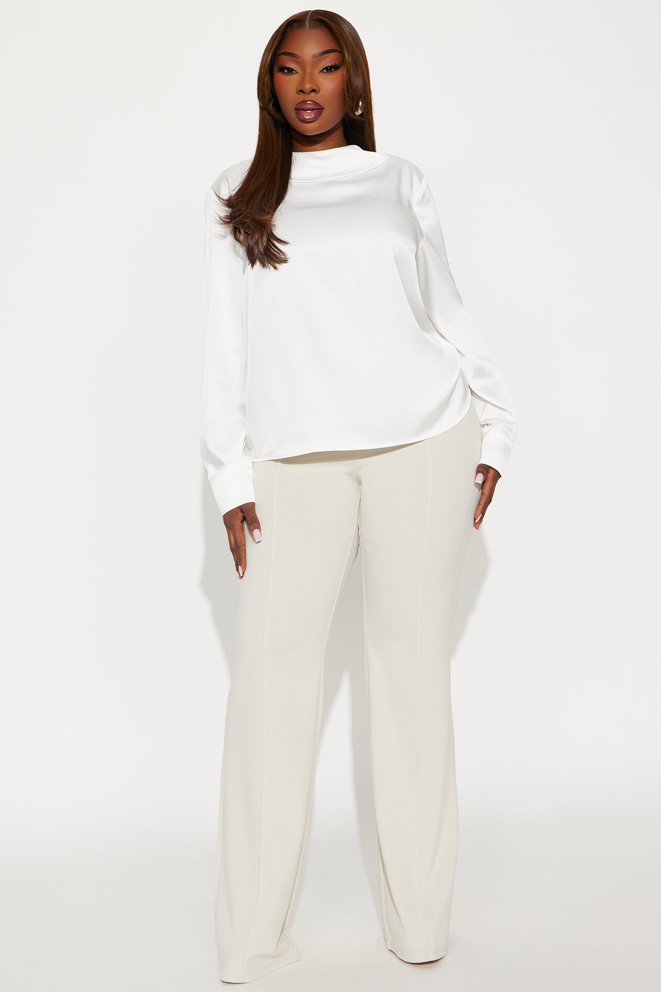 Annalise Back Cowl Satin Top - Ivory