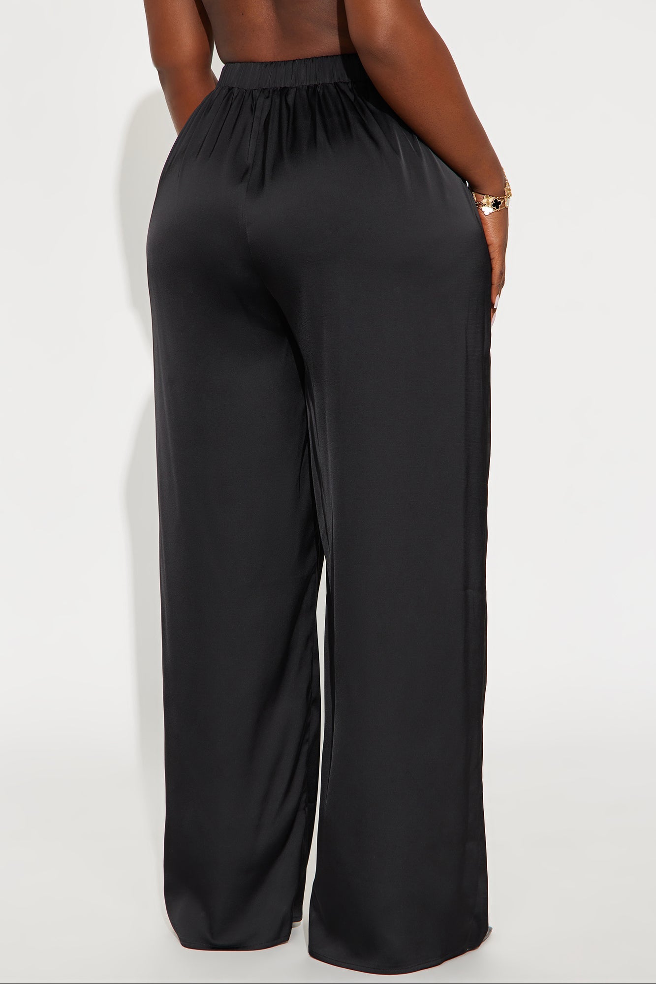 Claudia Satin Wide Leg Pant 32″ - Black