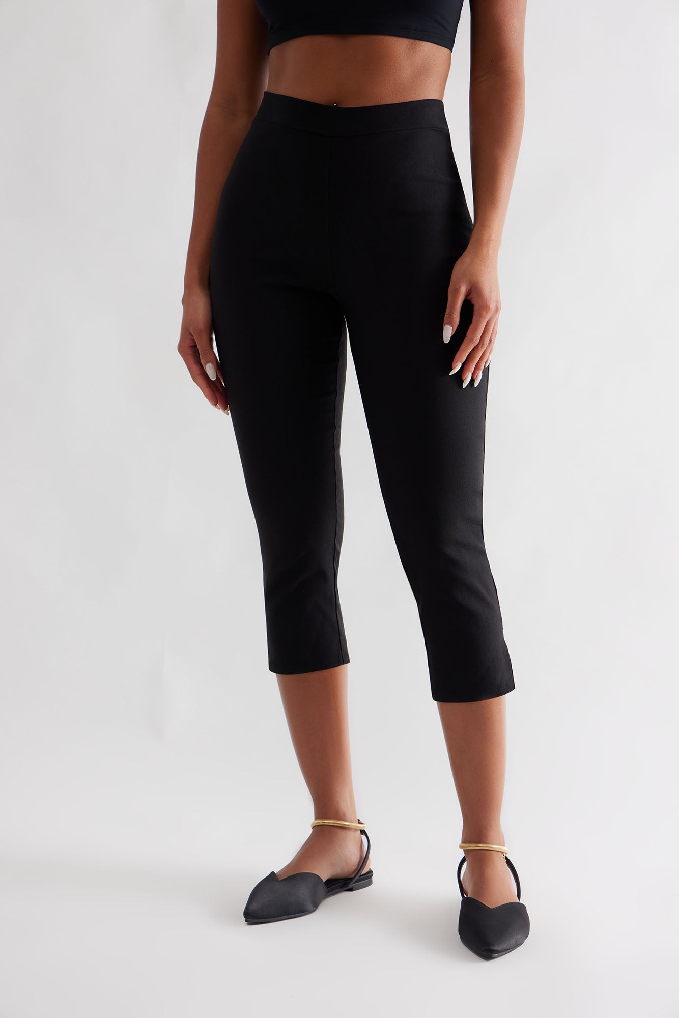 Samira Ankle Strap Flats - Black