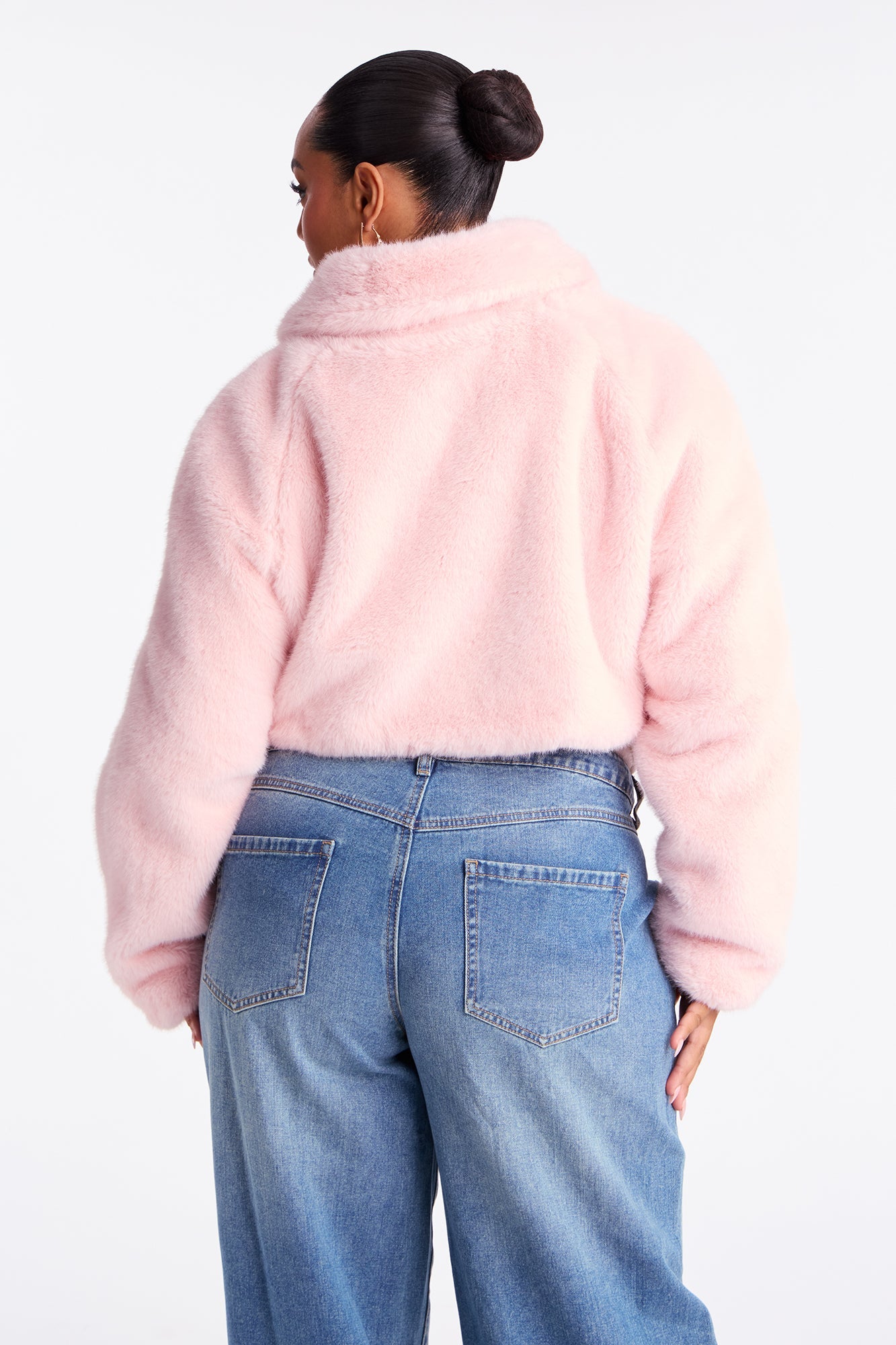Taking Chances Cropped Faux Fur Coat - Pink