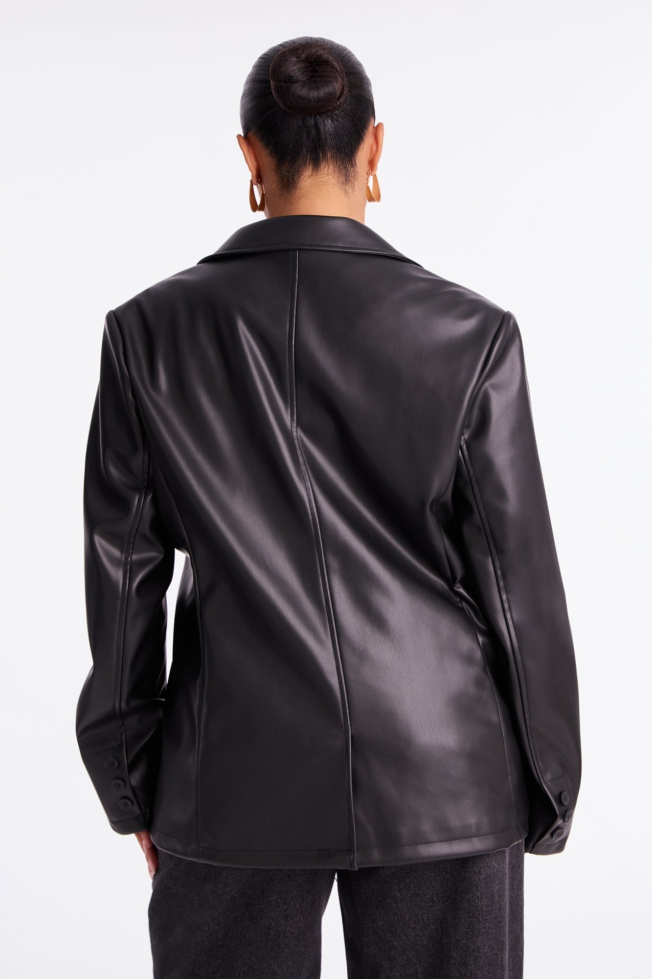 Understated Charm Faux Leather Blazer - Black