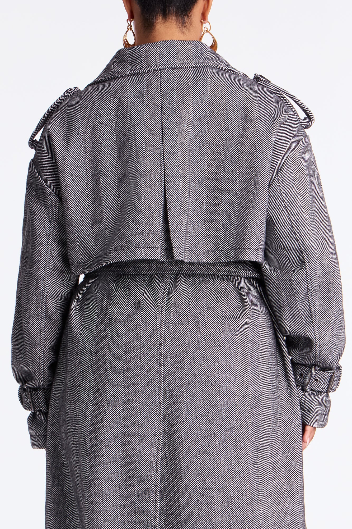 Working Overtime Belted Trench Coat - Black/combo